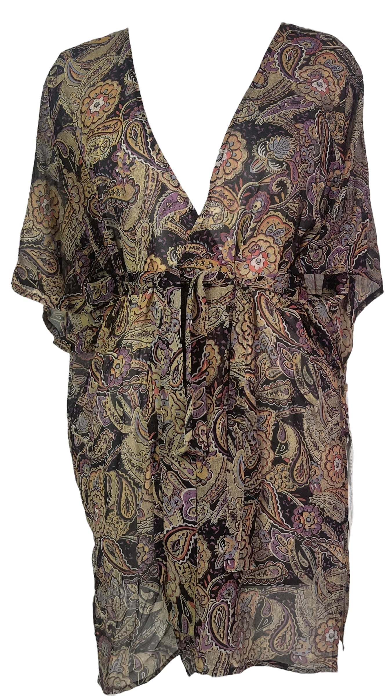 PRG8336 Sheer Avatar Pure Silk Kimono-Sleeved Jacket with Belt