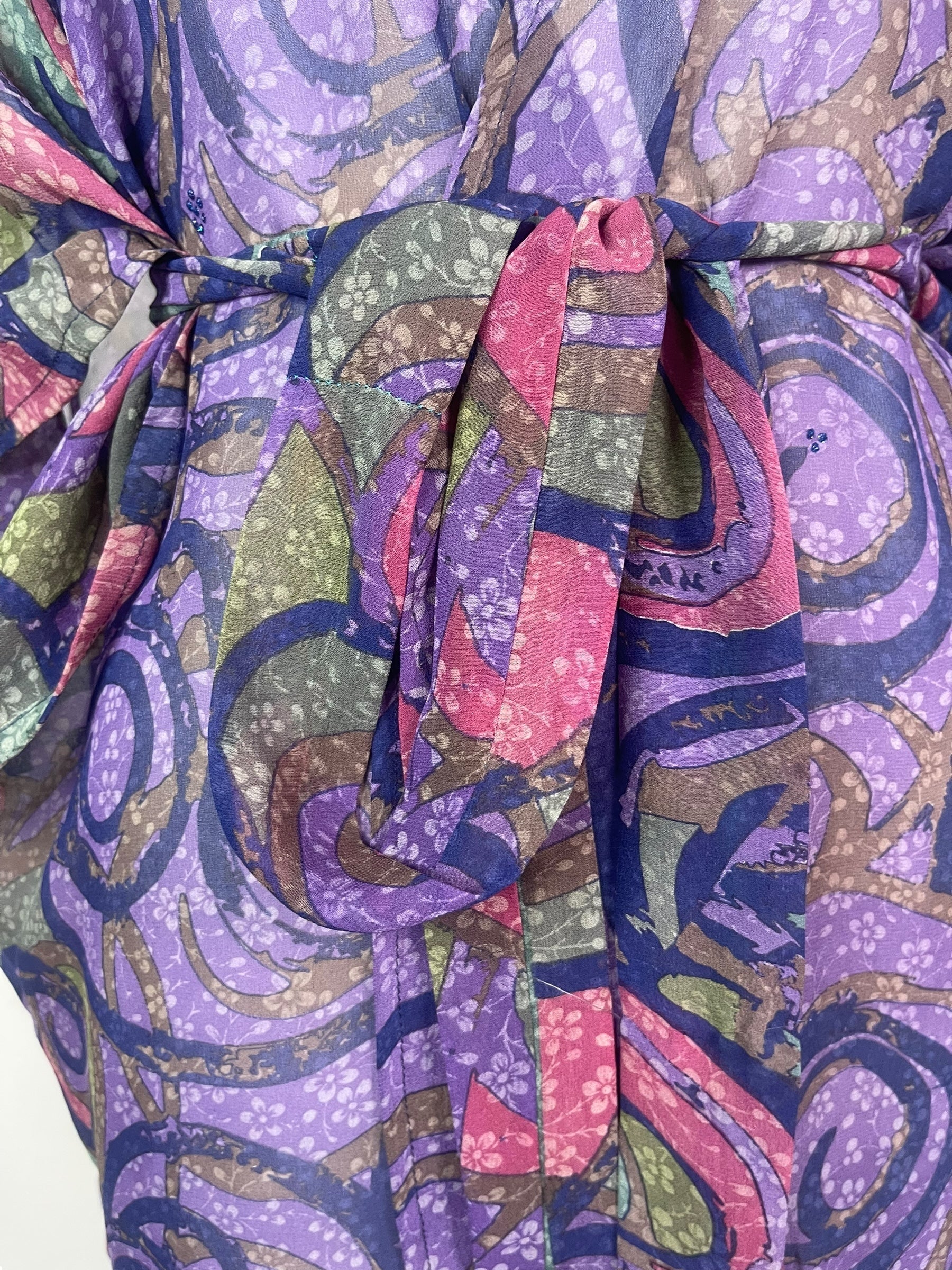 PRG8334 Sheer Avatar Pure Silk Kimono-Sleeved Jacket with Belt