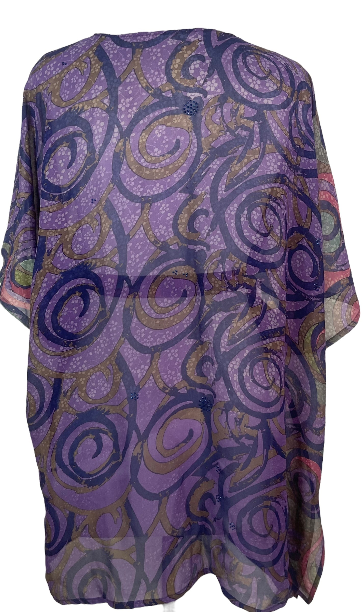 PRG8334 Sheer Avatar Pure Silk Kimono-Sleeved Jacket with Belt