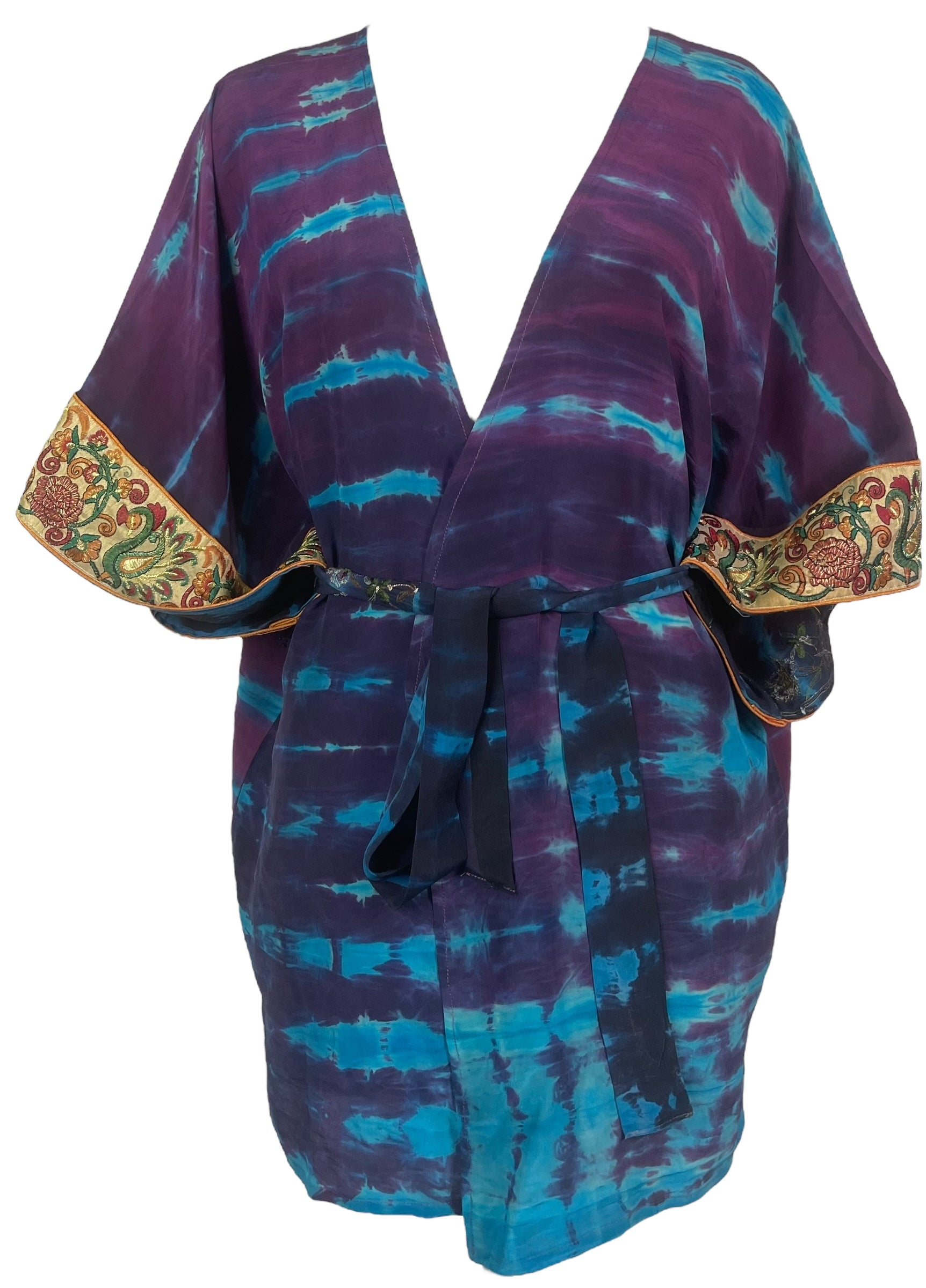 PRC8327 Avatar Pure Silk Kimono-Sleeved Jacket with Belt