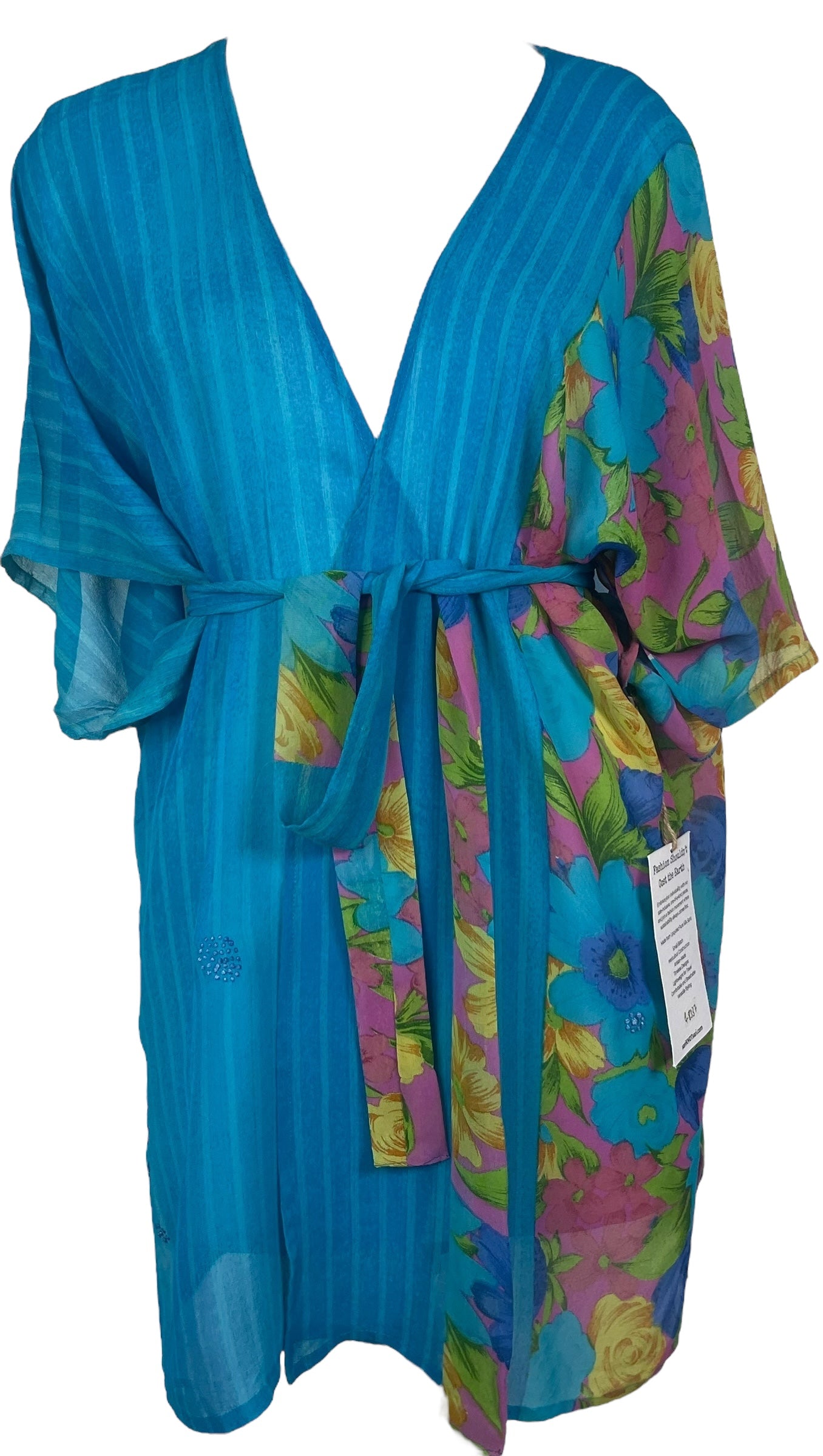PRG8337 Sheer Avatar Pure Silk Kimono-Sleeved Jacket with Belt