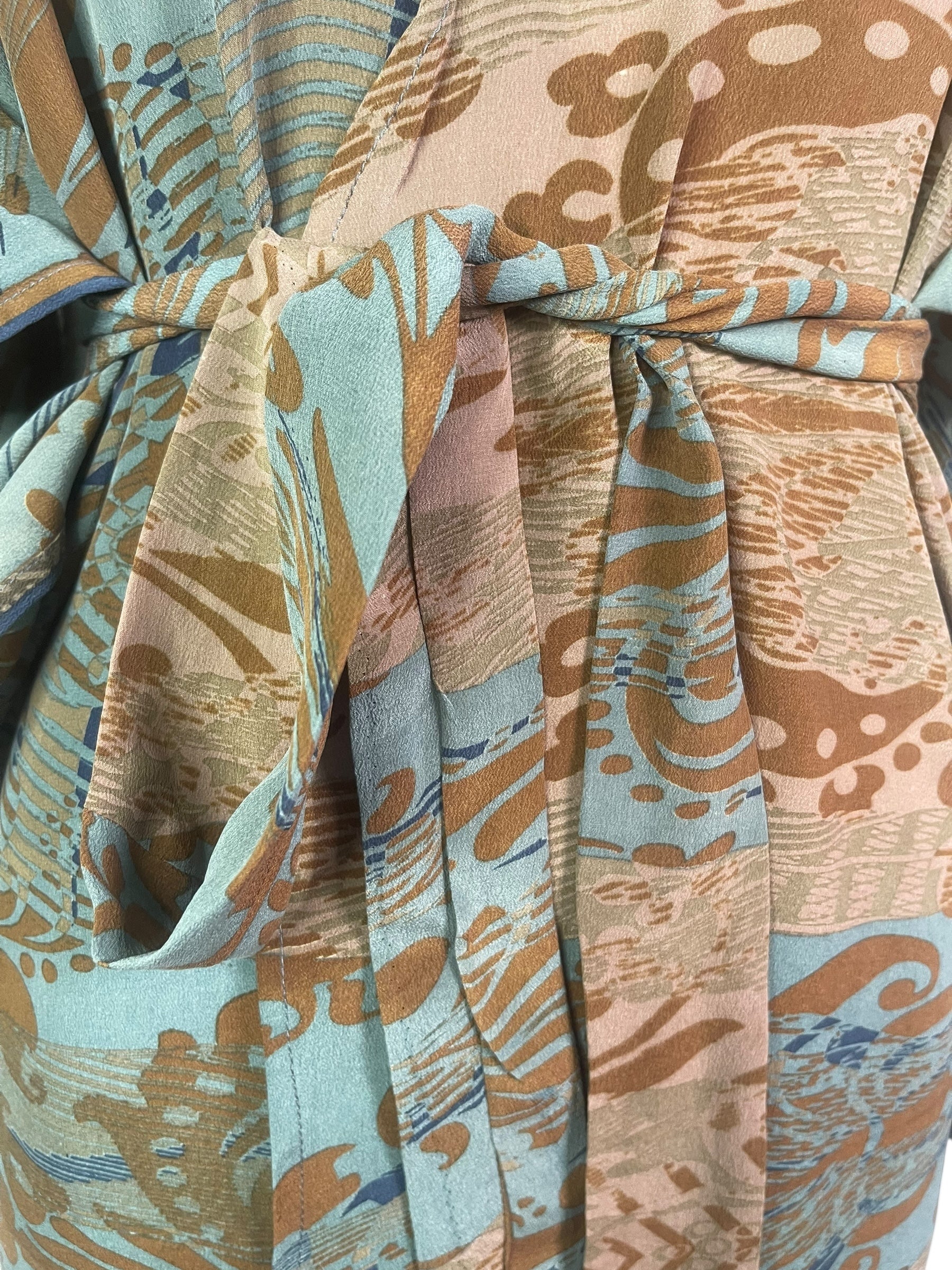 PRC8332 Wabi Sabi Pure Silk Kimono-Sleeved Jacket with Belt