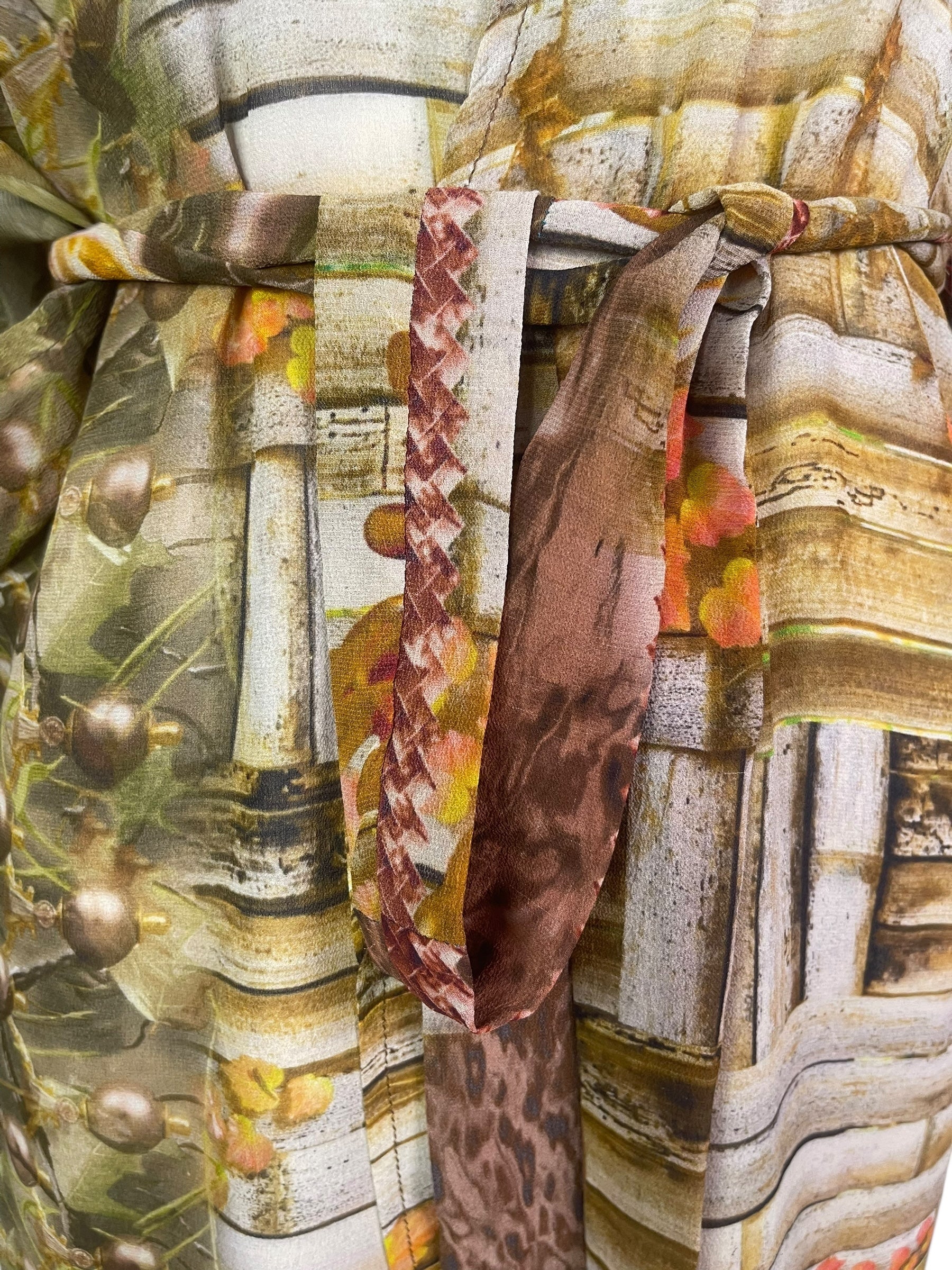 PRG8339A Sheer Wabi Sabi Pure Silk Kimono-Sleeved Jacket with Belt