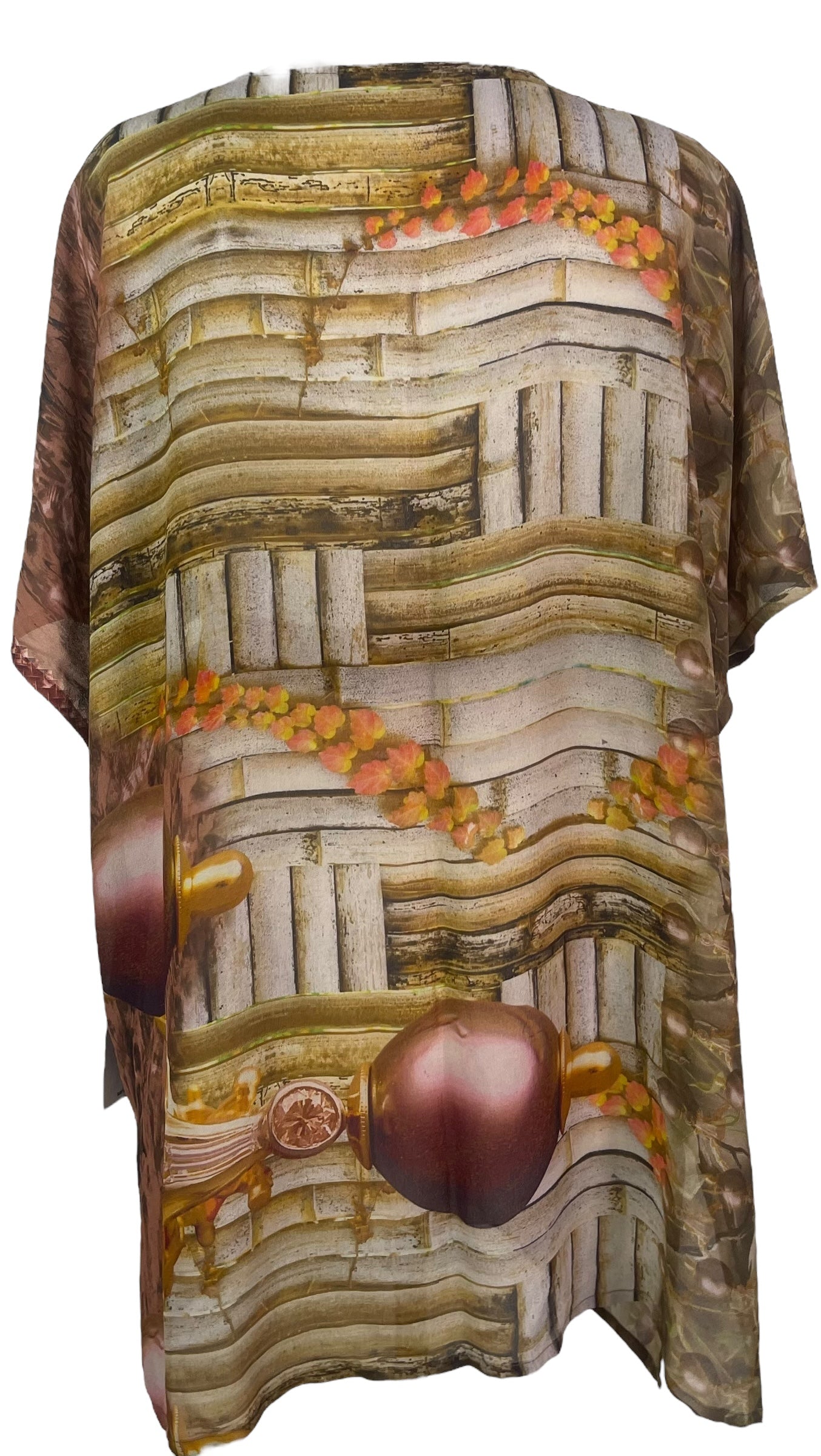 PRG8339A Sheer Wabi Sabi Pure Silk Kimono-Sleeved Jacket with Belt