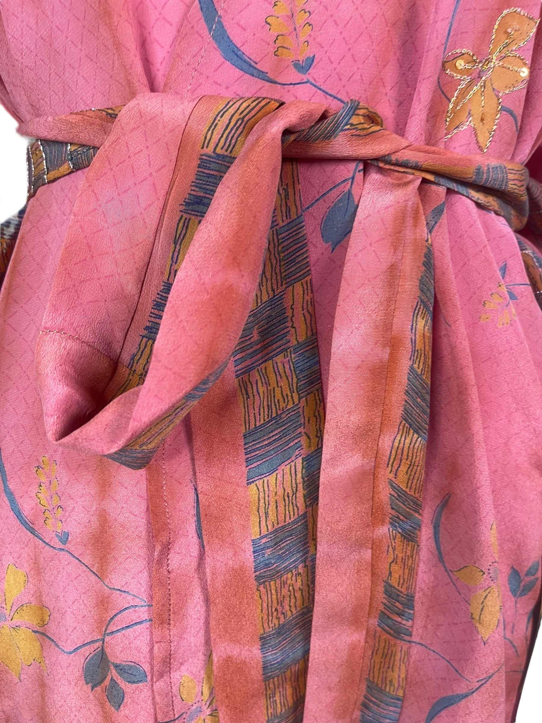 PRC8330 Wabi Sabi Pure Silk Kimono-Sleeved Jacket with Belt