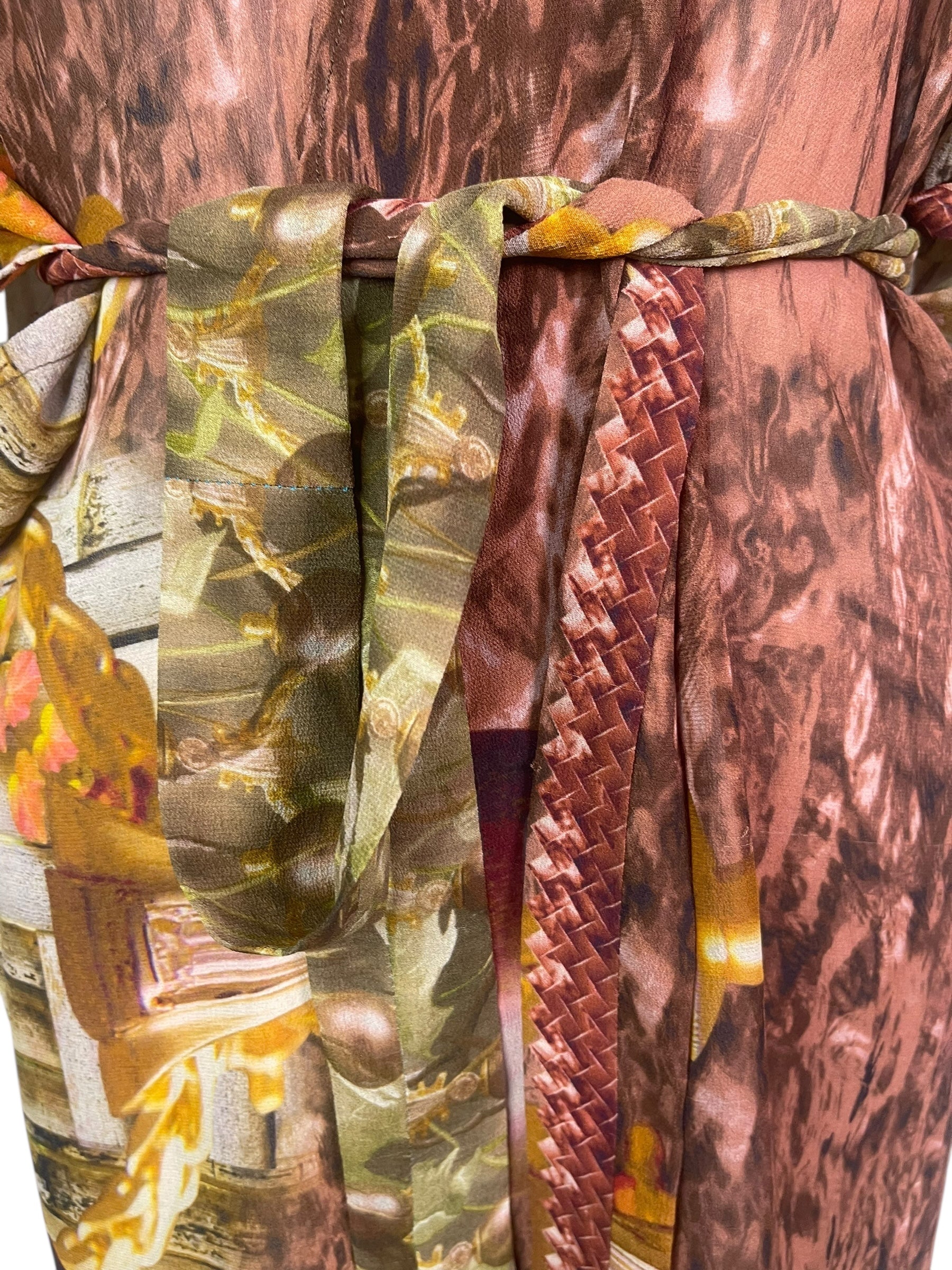 PRG8339B Sheer Wabi Sabi Pure Silk Kimono-Sleeved Jacket with Belt