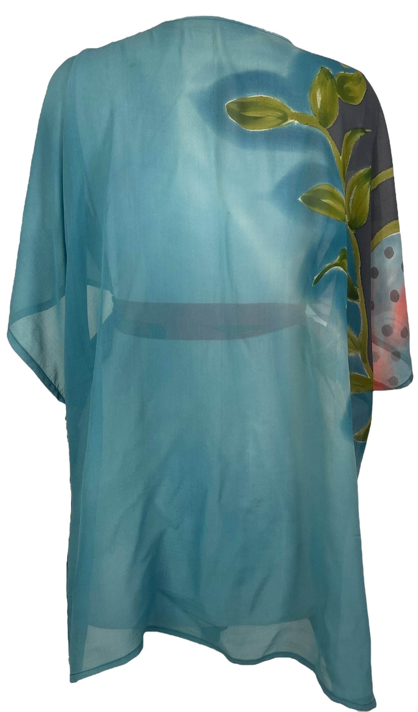 PRG8341 Sheer Wabi Sabi Pure Silk Kimono-Sleeved Jacket with Belt