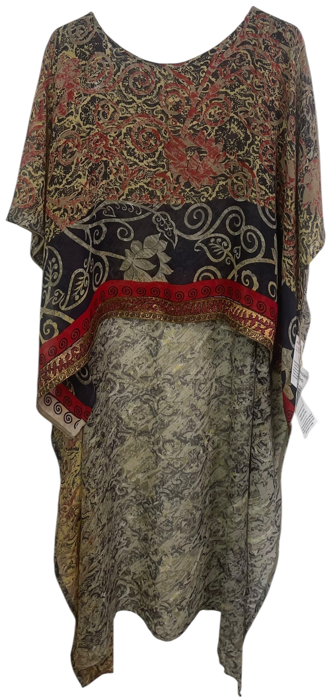 PREVIEW PRG8235 Sheer Avatar Pure Silk Hi Lo Top by DECEMBER2025 – Handmade ethical Hi Lo Top from sariKNOTsari using upcycled silk. Designed in Canada for travel and slow fashion, loved from Toronto to LA to Sydney.