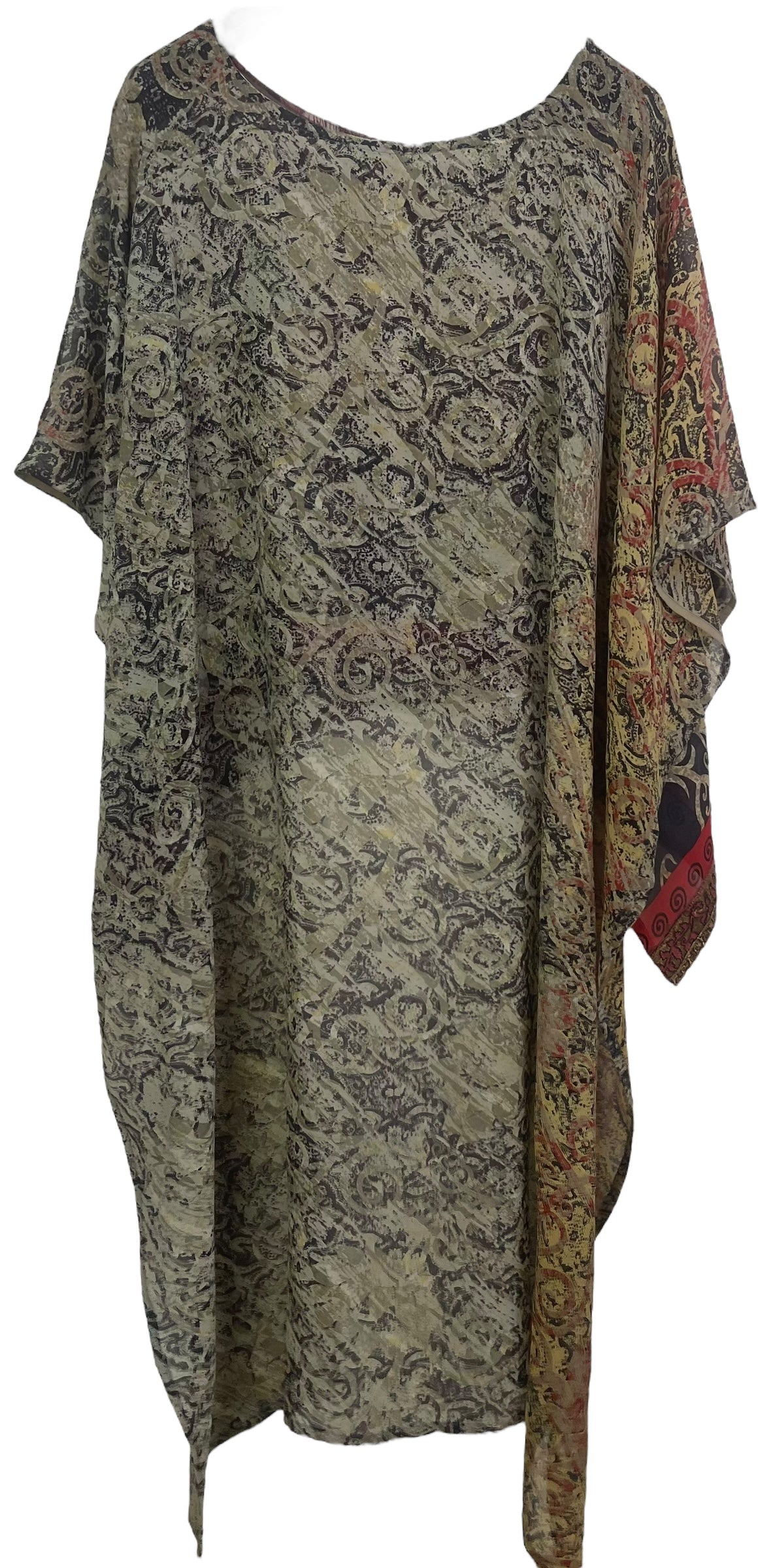 PREVIEW PRG8235 Sheer Avatar Pure Silk Hi Lo Top by DECEMBER2025 – Handmade ethical Hi Lo Top from sariKNOTsari using upcycled silk. Designed in Canada for travel and slow fashion, loved from Toronto to LA to Sydney.