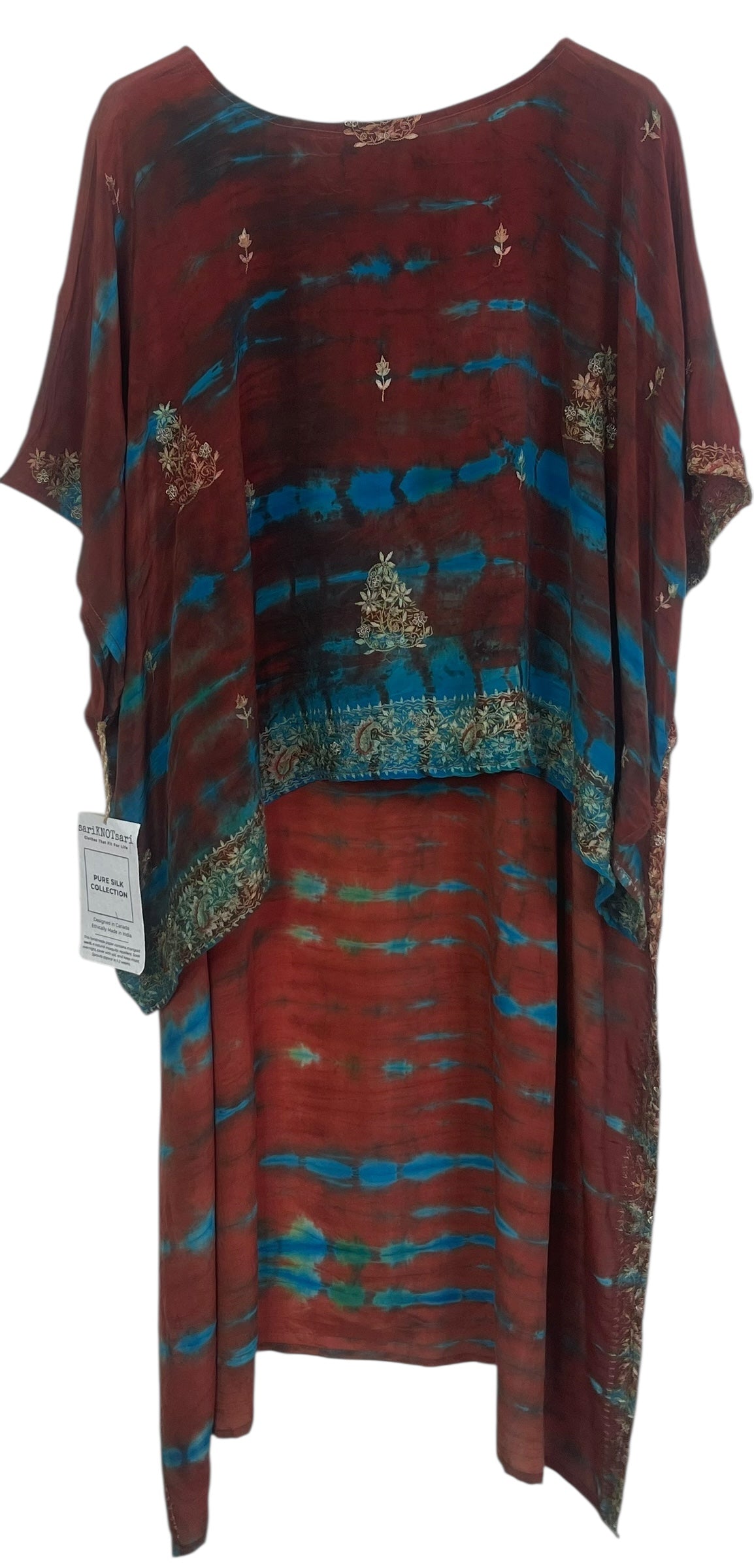 PREVIEW PRC8322 Avatar Pure Silk Hi Lo Top by DECEMBER2025 – Handmade ethical Hi Lo Top from sariKNOTsari using upcycled silk. Designed in Canada for travel and slow fashion, loved from Toronto to LA to Sydney.