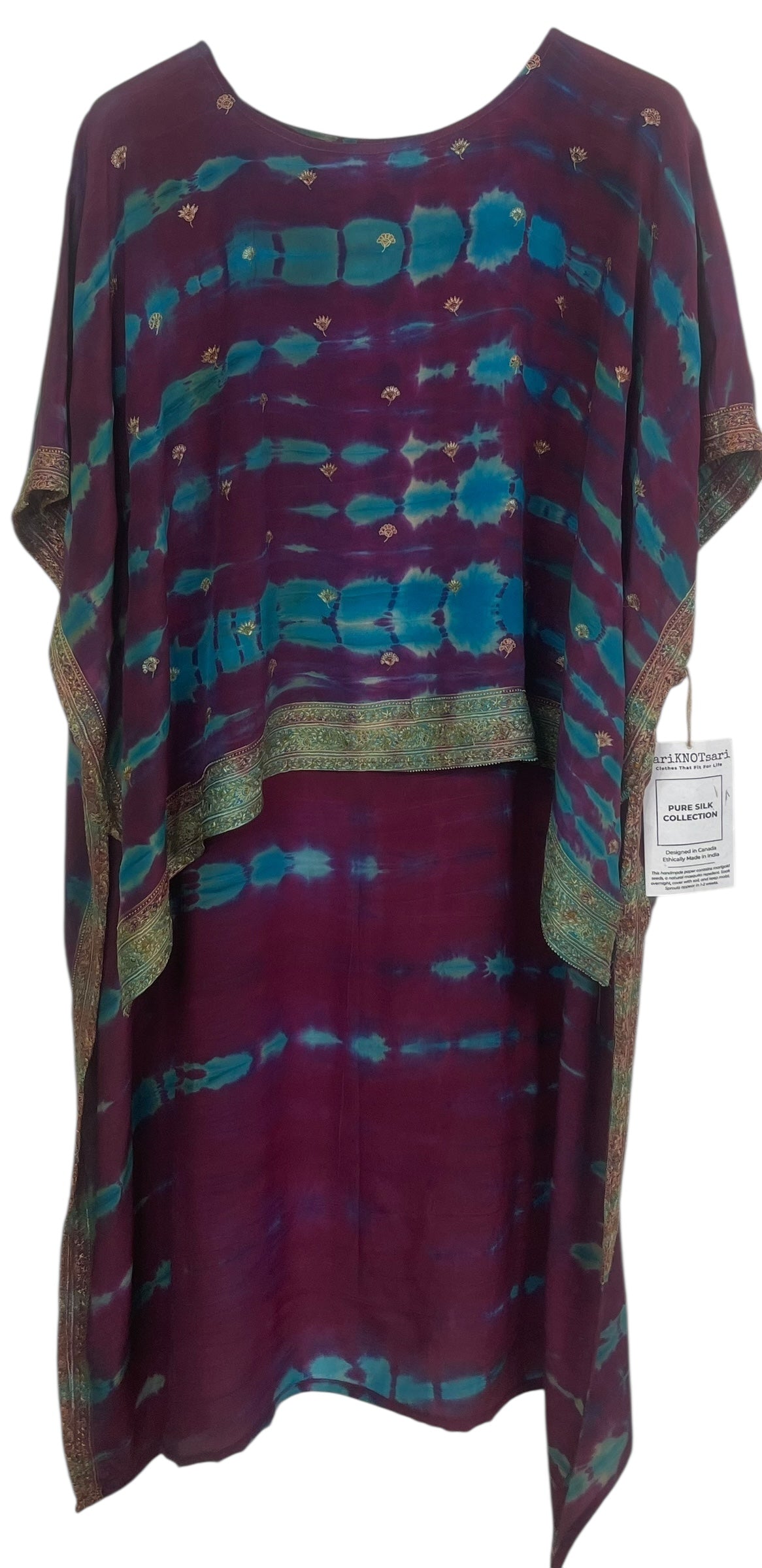 PREVIEW PRC8324 Avatar Pure Silk Hi Lo Top by DECEMBER2025 – Handmade ethical Hi Lo Top from sariKNOTsari using upcycled silk. Designed in Canada for travel and slow fashion, loved from Toronto to LA to Sydney.