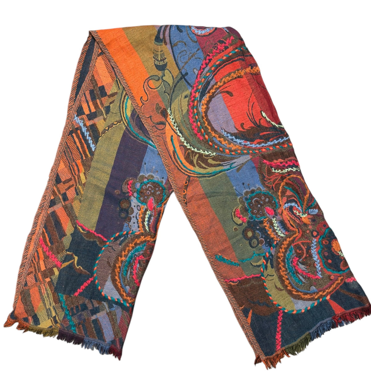 Effervescence Embroidered Pure Wool Shawl