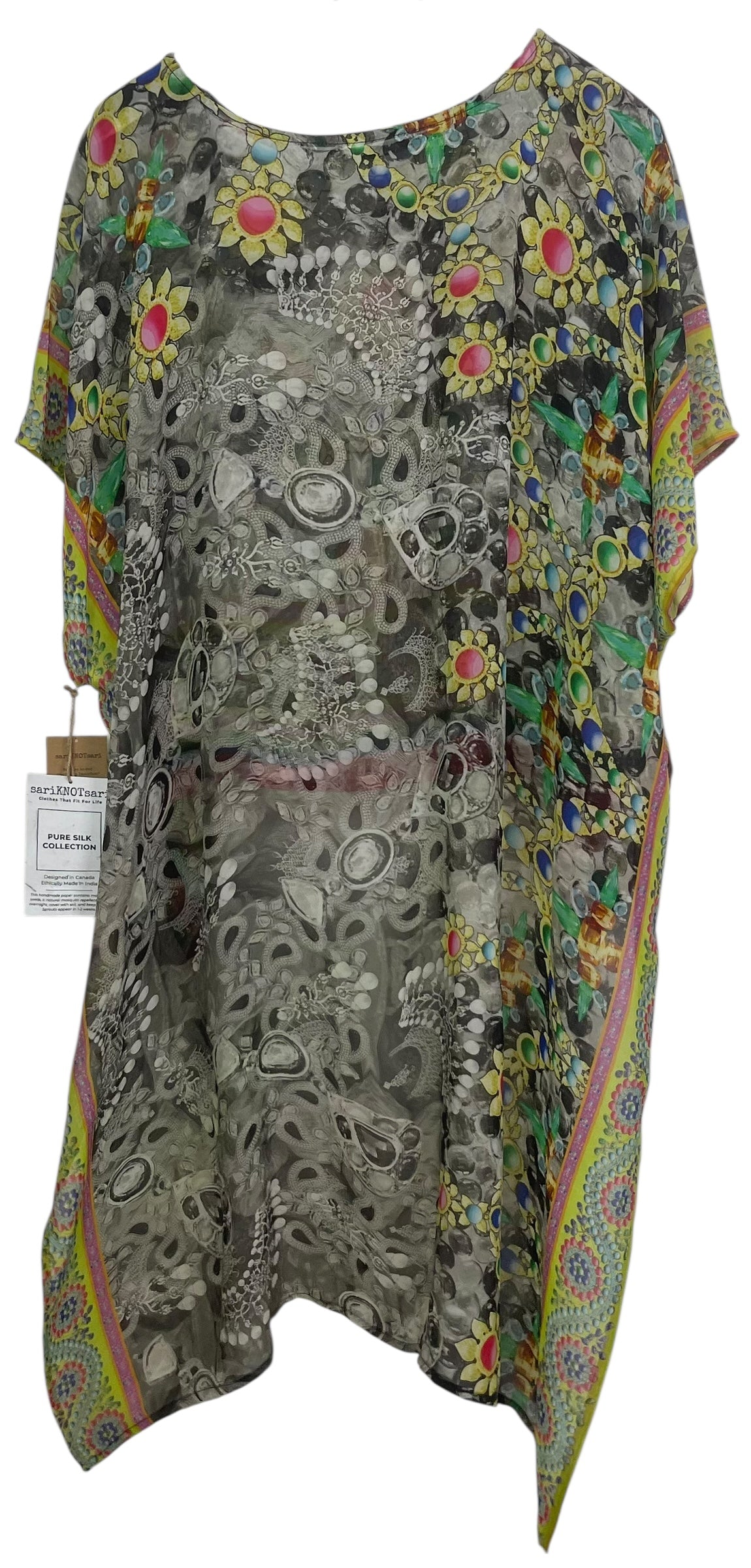 PREVIEW PRG8345 Sheer Wabi Sabi Pure Silk Hi Lo Top by DECEMBER2025 – Handmade ethical Hi Lo Top from sariKNOTsari using upcycled silk. Designed in Canada for travel and slow fashion, loved from Toronto to LA to Sydney.