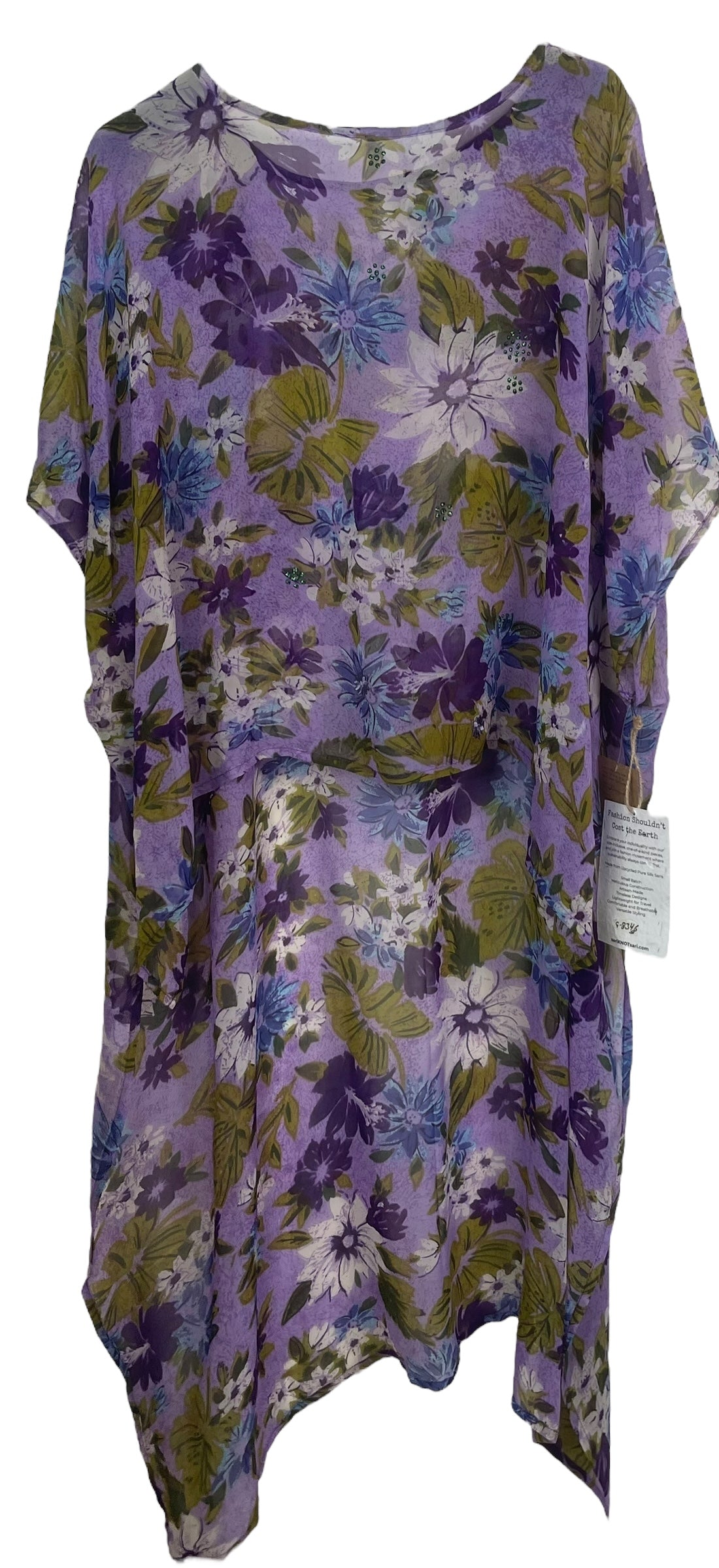 PREVIEW PRG8346B Sheer Wabi Sabi Pure Silk Hi Lo Top by DECEMBER2025 – Handmade ethical Hi Lo Top from sariKNOTsari using upcycled silk. Designed in Canada for travel and slow fashion, loved from Toronto to LA to Sydney.