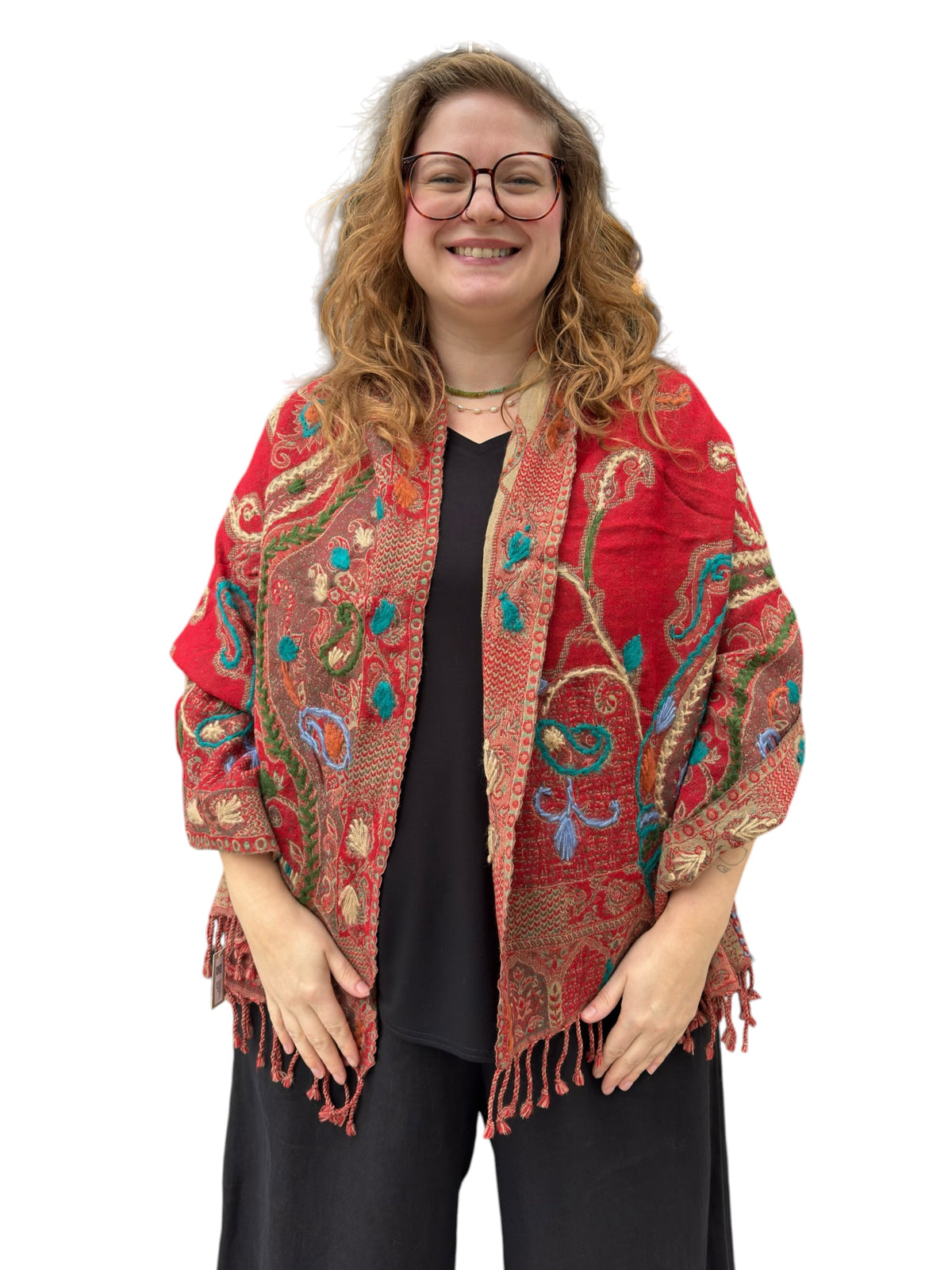 Rising Phoenix Embroidered Pure Wool Shawl