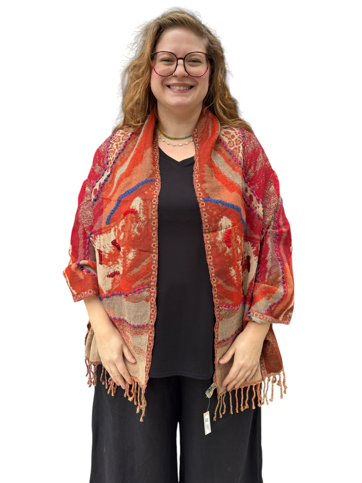 Serendipitous Embroidered Pure Wool Shawl
