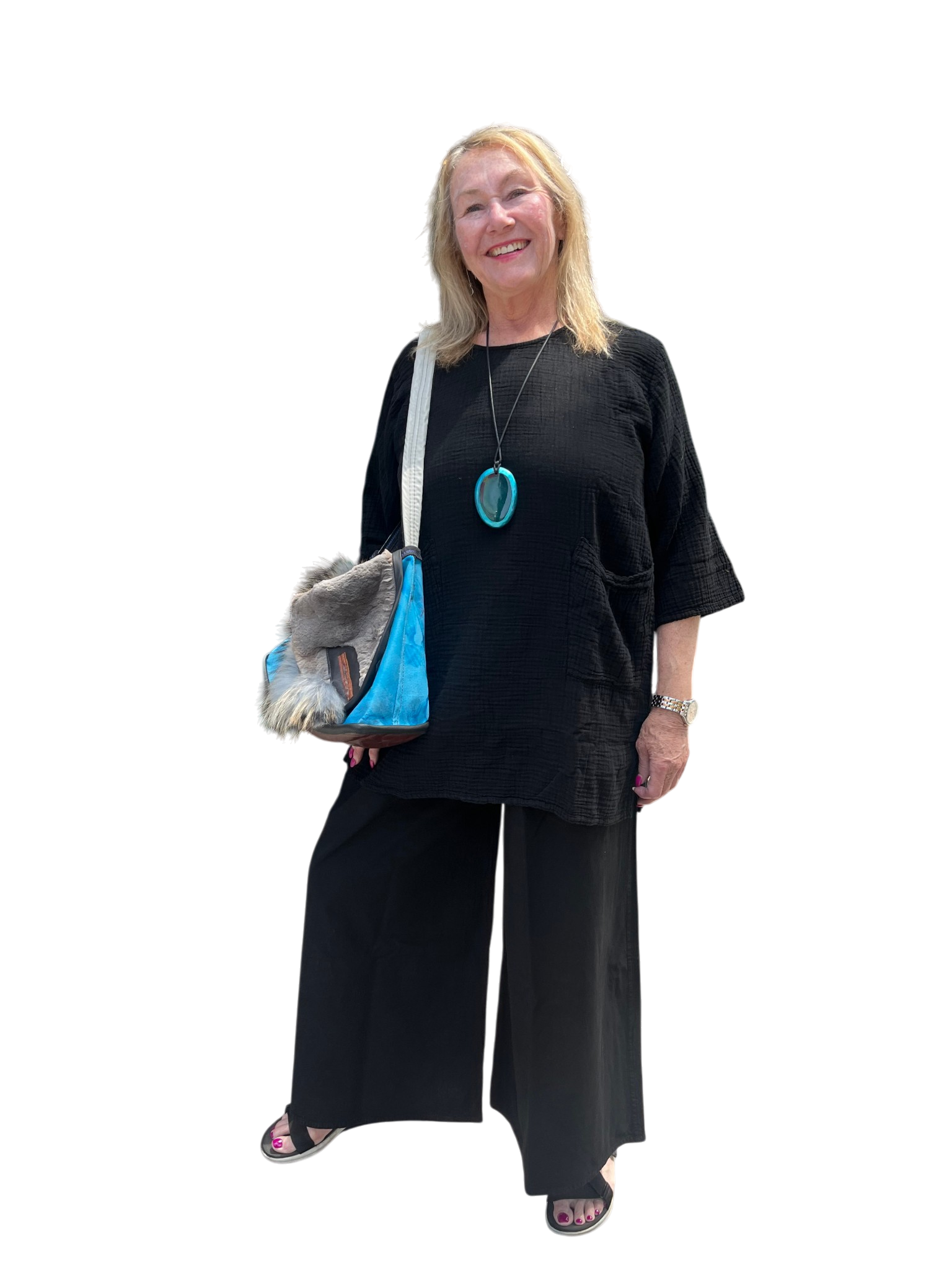 Black Cotton Palazzo Pants by Creative Design – Handmade ethical Pants/Skirt from sariKNOTsari using upcycled silk. Designed in Canada for travel and slow fashion, loved from Toronto to LA to Sydney. Featuring Zsiska, Bryn Walker and Artisan Leather coats by Rejean Pepin, Pepin designs