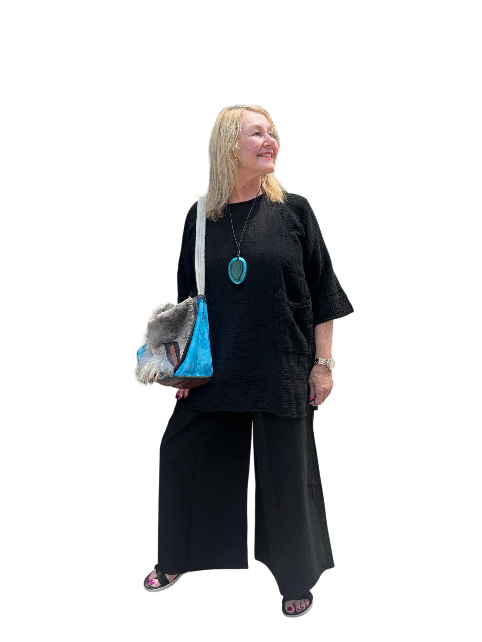 Black Cotton Palazzo Pants by Creative Design – Handmade ethical Pants/Skirt from sariKNOTsari using upcycled silk. Designed in Canada for travel and slow fashion, loved from Toronto to LA to Sydney. Featuring Zsiska, Bryn Walker and Artisan Leather coats by Rejean Pepin, Pepin designs