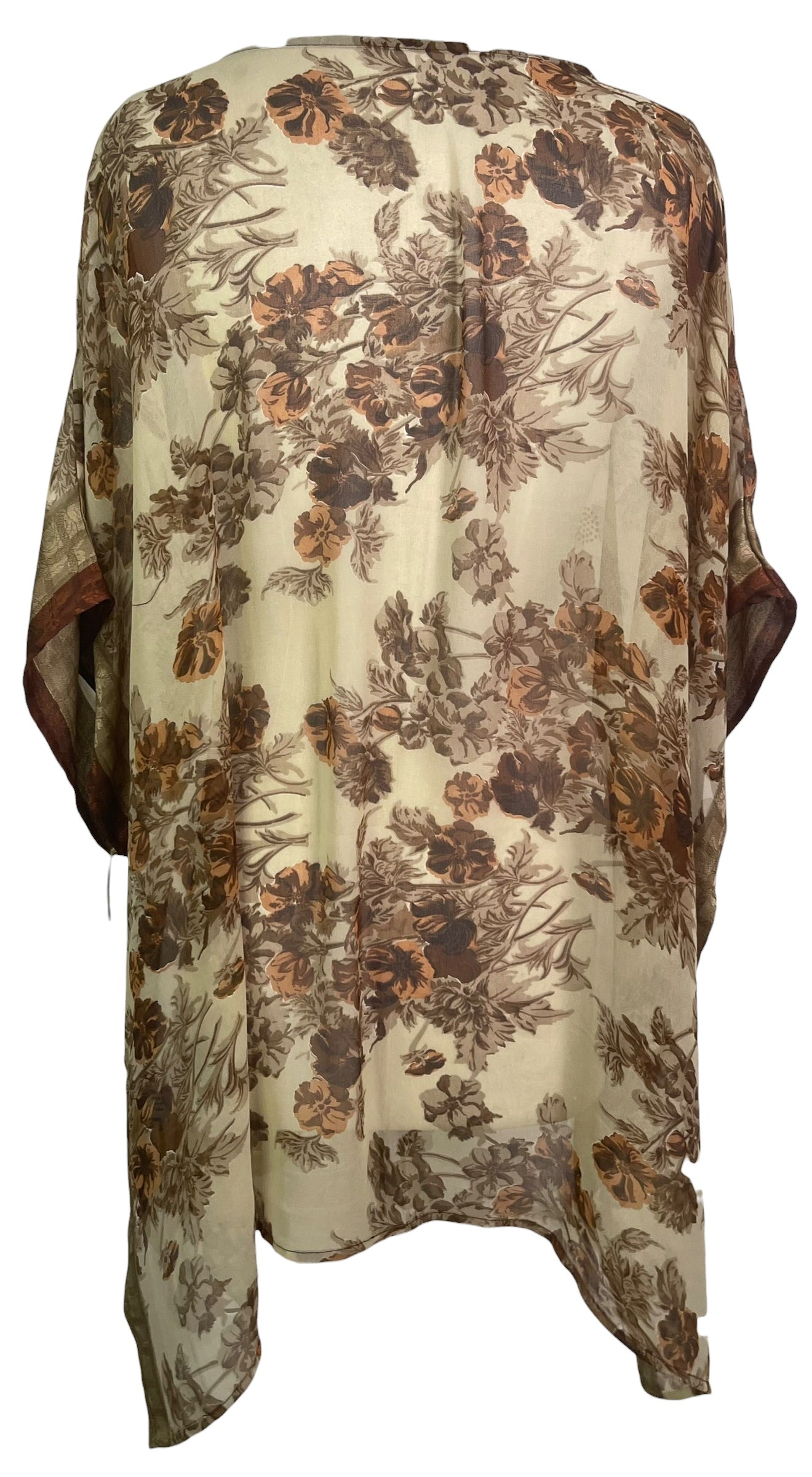PRG8776 Sheer Avatar Pure Silk Short Kaftan Tunic with Slits