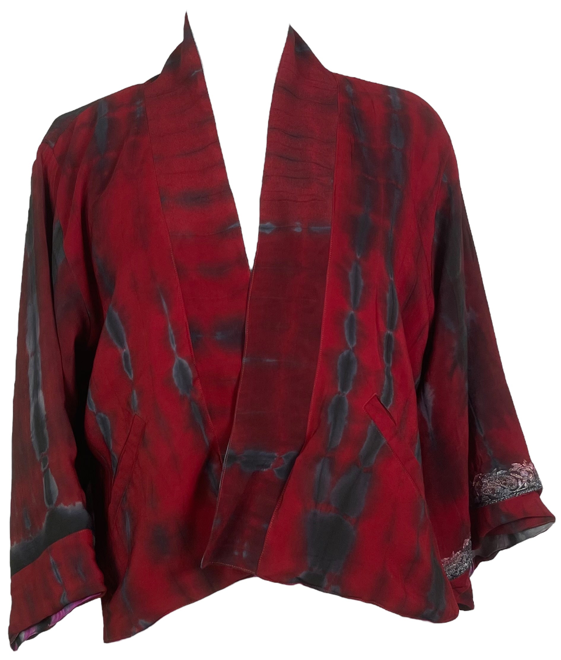 PREVIEW PRC8356 Avatar Reversible Pure Silk Jiva Jacket with Slits by DECEMBER2025 – Handmade ethical Jiva Jacket from sariKNOTsari using upcycled silk. Designed in Canada for travel and slow fashion, loved from Toronto to LA to Sydney.