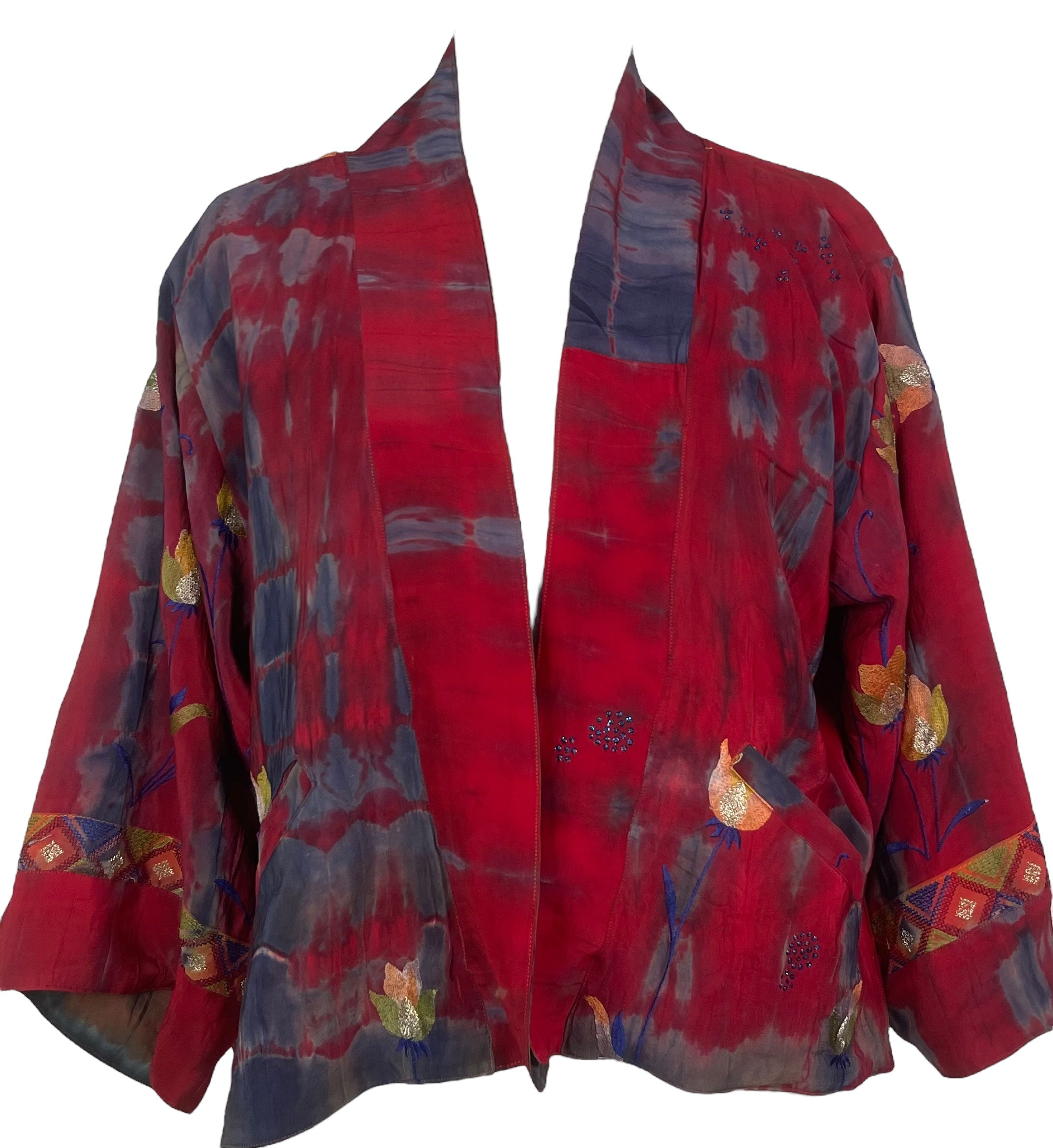PREVIEW PRC8370 Avatar Reversible Pure Silk Jiva Jacket with Slits by DECEMBER2025 – Handmade ethical Jiva Jacket from sariKNOTsari using upcycled silk. Designed in Canada for travel and slow fashion, loved from Toronto to LA to Sydney.