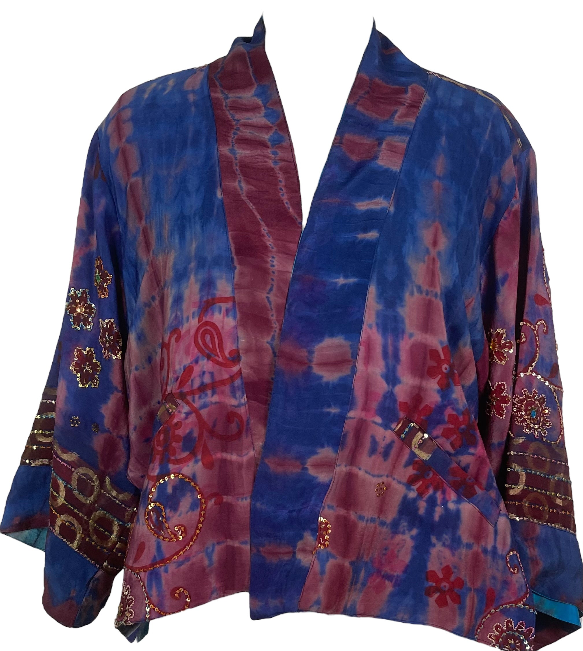 PREVIEW PRC8382 Avatar Reversible Pure Silk Jiva Jacket with Slits by DECEMBER2025 – Handmade ethical Jiva Jacket from sariKNOTsari using upcycled silk. Designed in Canada for travel and slow fashion, loved from Toronto to LA to Sydney.