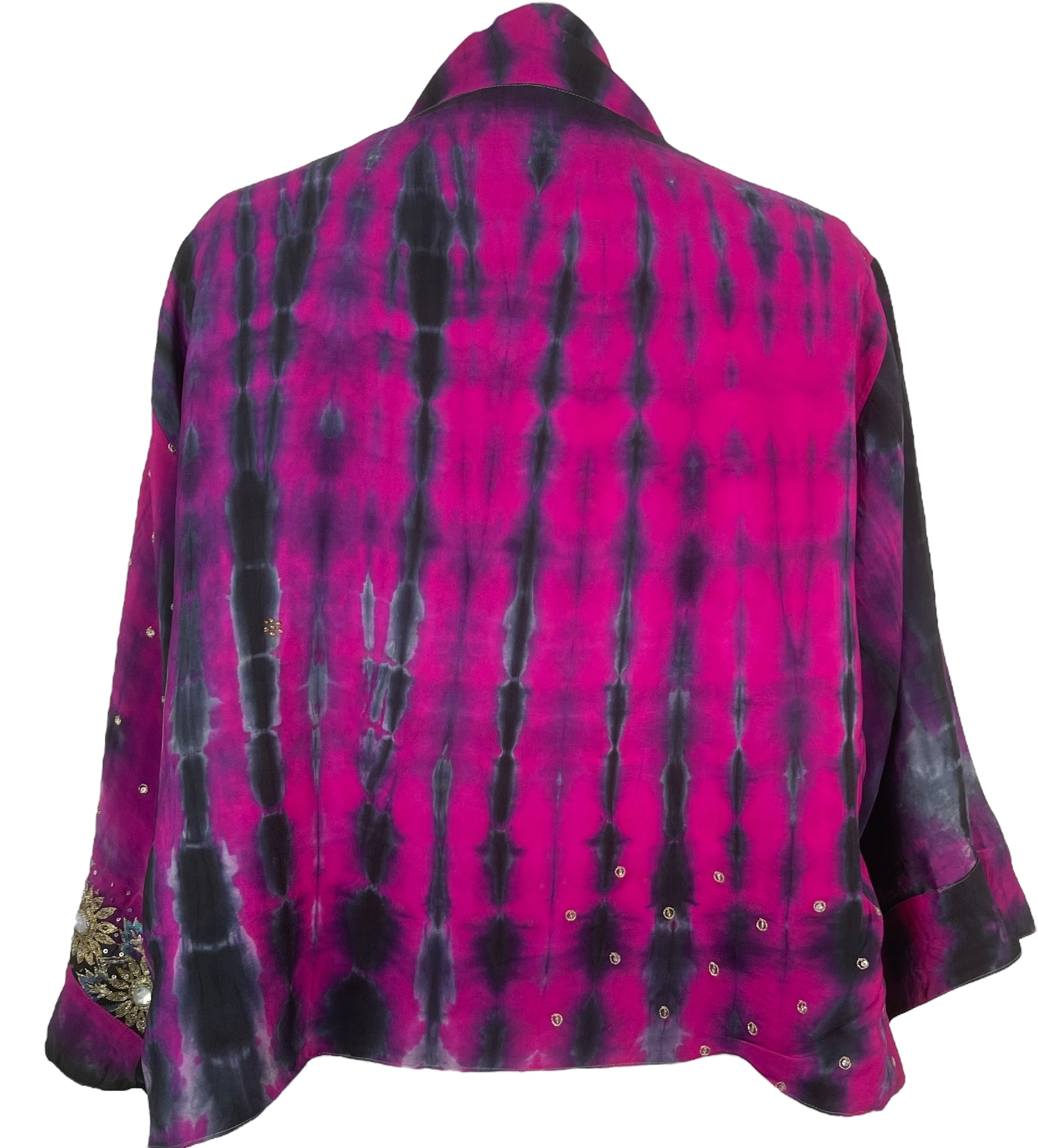 PREVIEW PRC8381 Avatar Reversible Pure Silk Jiva Jacket with Slits by DECEMBER2025 – Handmade ethical Jiva Jacket from sariKNOTsari using upcycled silk. Designed in Canada for travel and slow fashion, loved from Toronto to LA to Sydney.