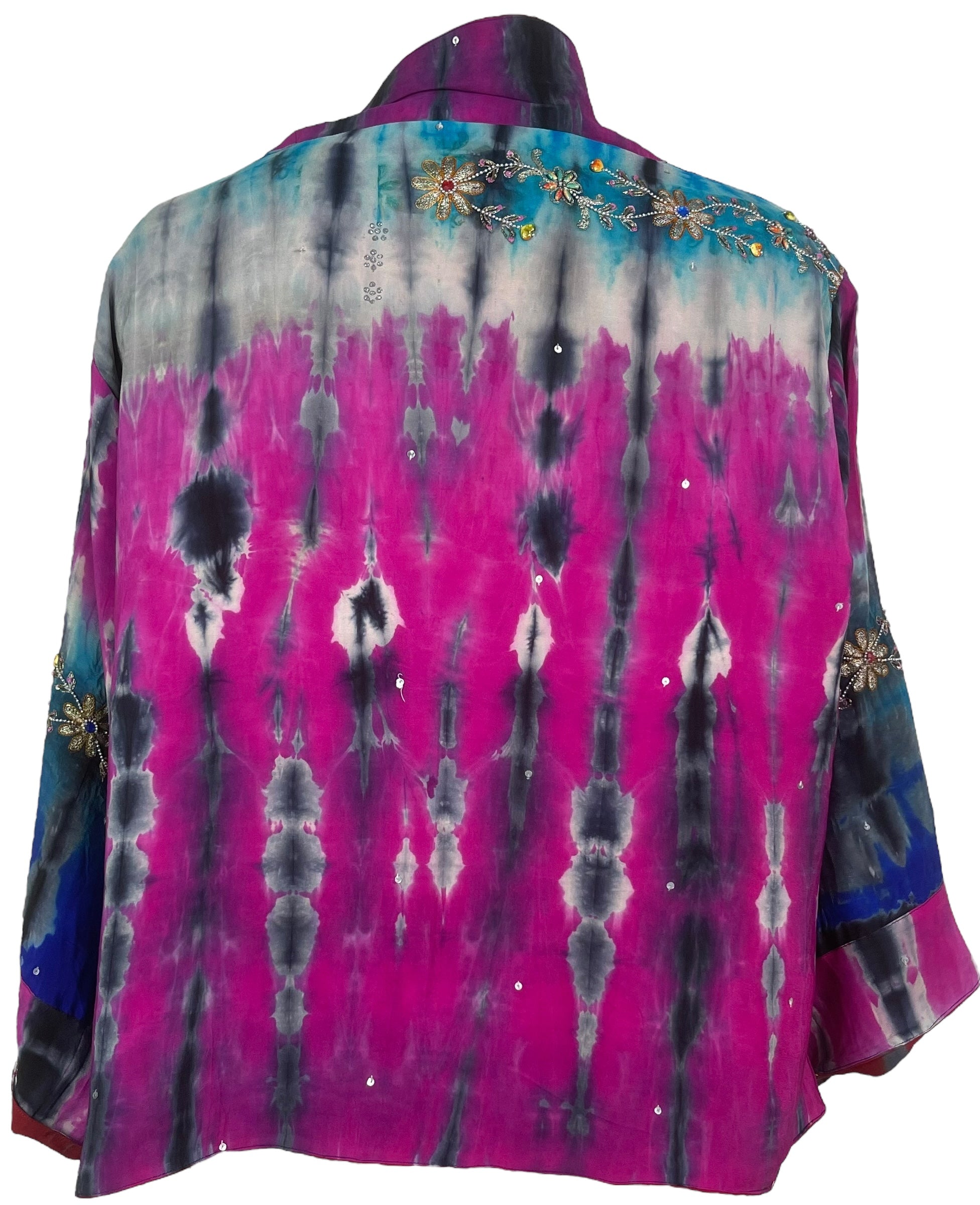 PREVIEW PRC8374 Avatar Reversible Pure Silk Jiva Jacket with Slits by DECEMBER2025 – Handmade ethical Jiva Jacket from sariKNOTsari using upcycled silk. Designed in Canada for travel and slow fashion, loved from Toronto to LA to Sydney.