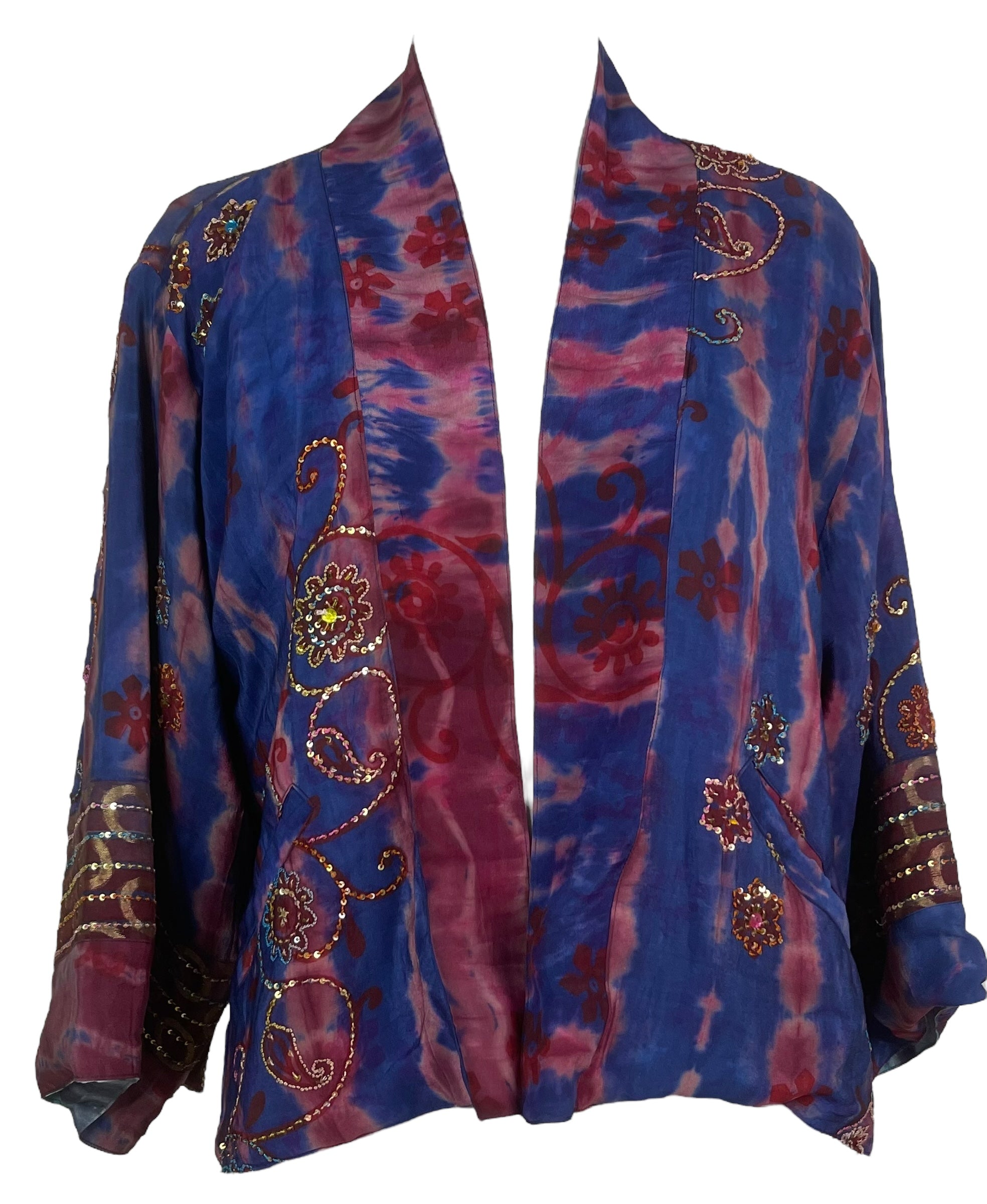 PREVIEW PRC8352 Avatar Reversible Pure Silk Jiva Jacket with Slits by DECEMBER2025 – Handmade ethical Jiva Jacket from sariKNOTsari using upcycled silk. Designed in Canada for travel and slow fashion, loved from Toronto to LA to Sydney.