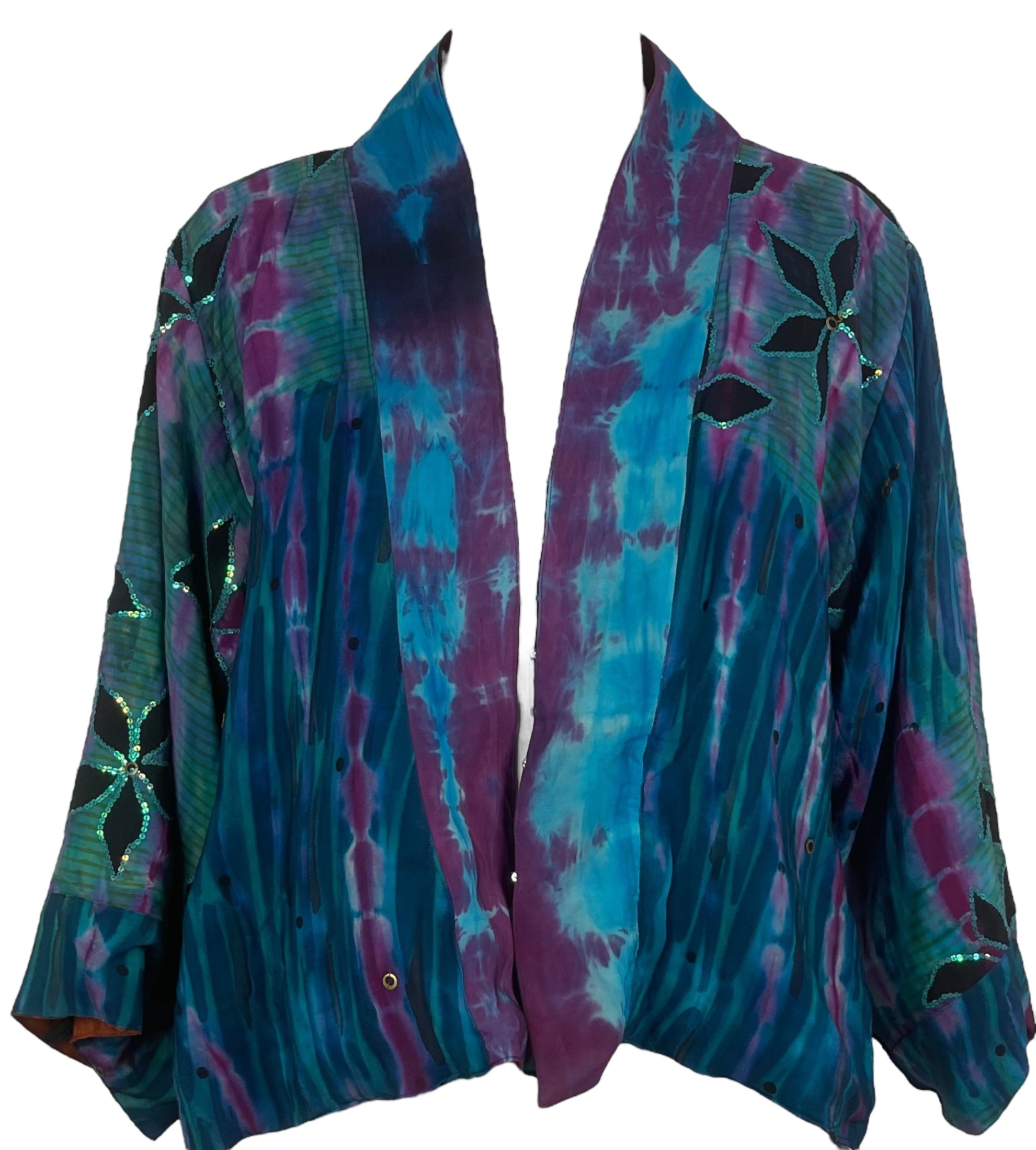 PREVIEW PRC8384 Avatar Reversible Pure Silk Jiva Jacket with Slits by DECEMBER2025 – Handmade ethical Jiva Jacket from sariKNOTsari using upcycled silk. Designed in Canada for travel and slow fashion, loved from Toronto to LA to Sydney.