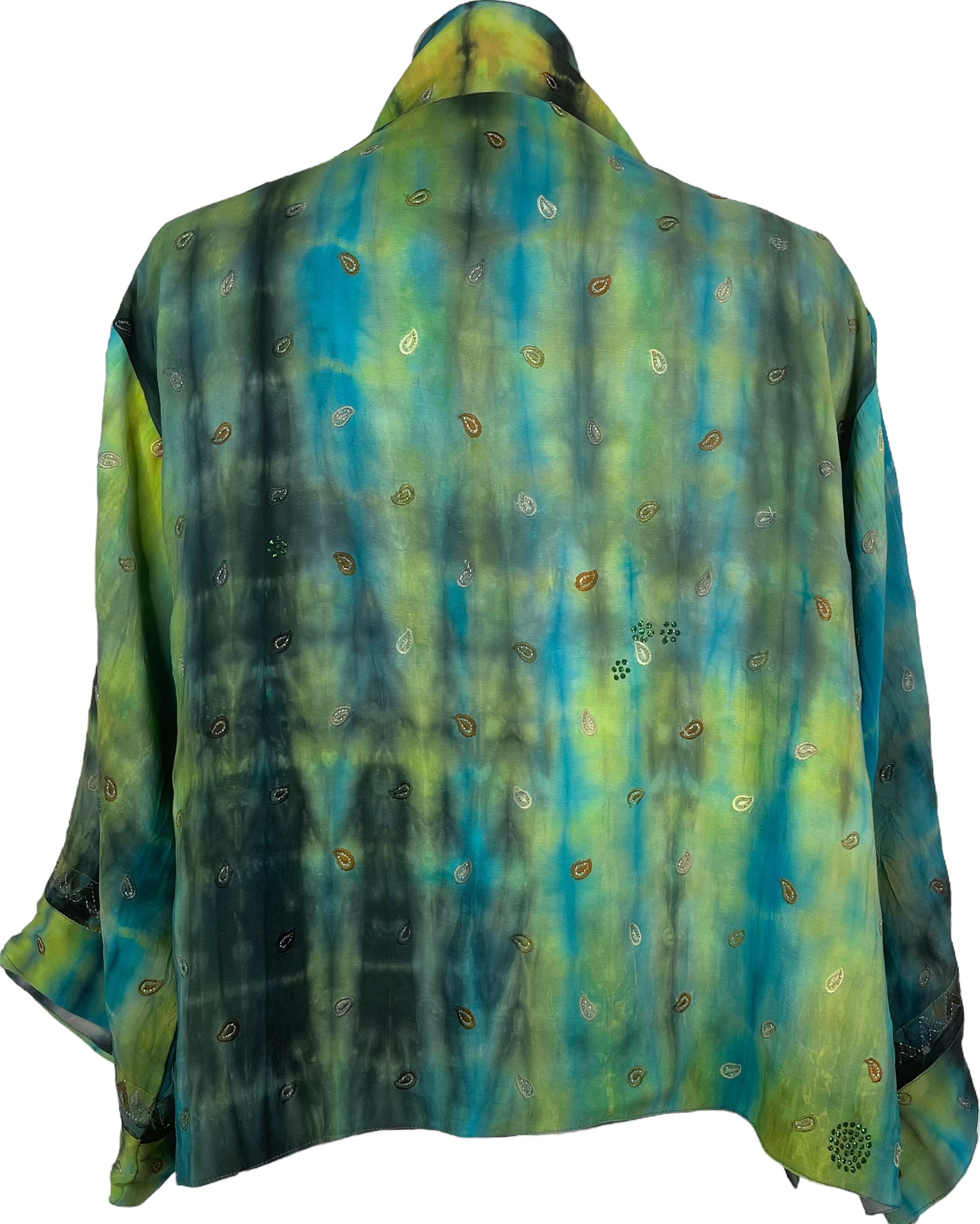 PREVIEW PRC8369 Avatar Reversible Pure Silk Jiva Jacket with Slits by DECEMBER2025 – Handmade ethical Jiva Jacket from sariKNOTsari using upcycled silk. Designed in Canada for travel and slow fashion, loved from Toronto to LA to Sydney.