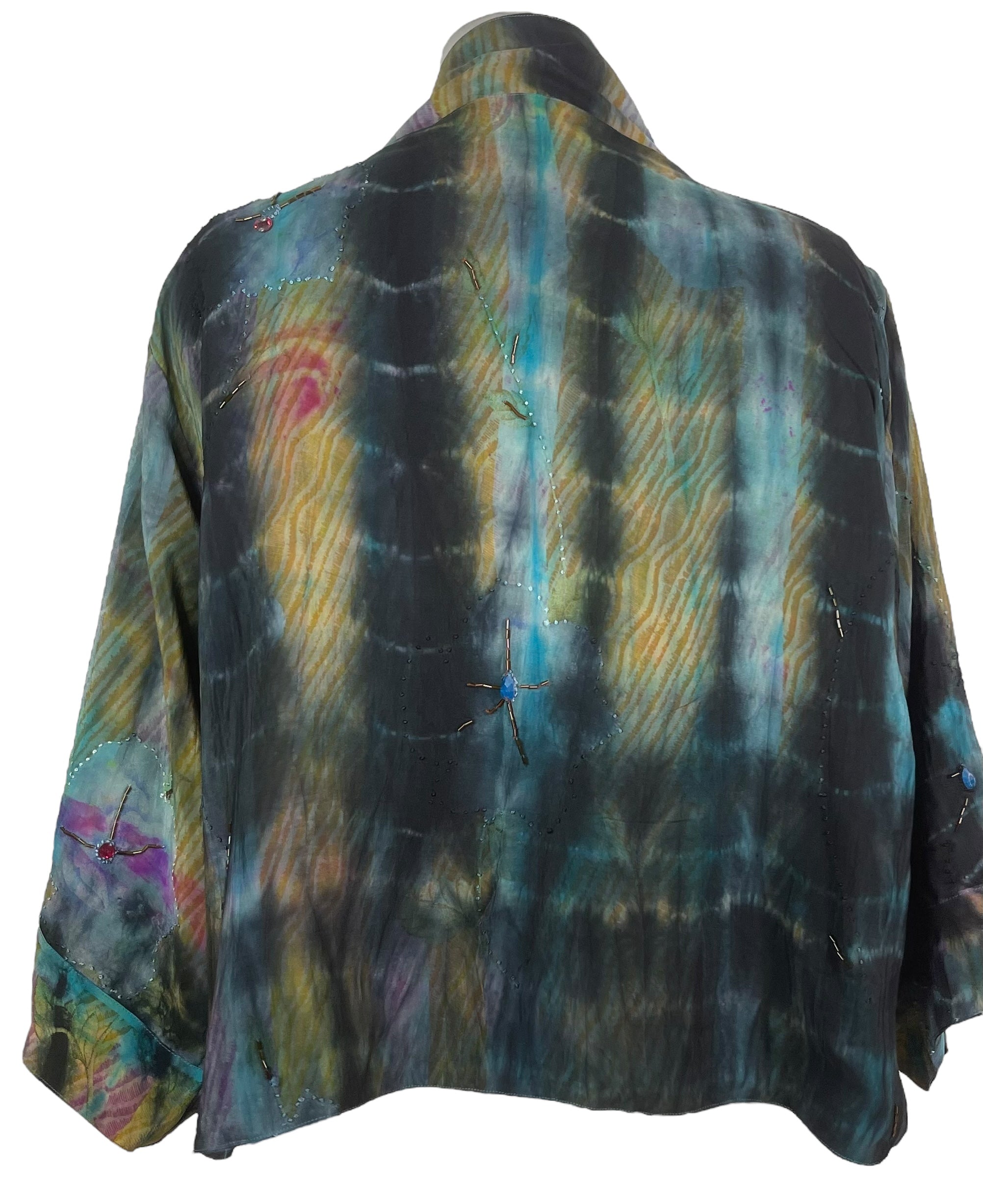 PREVIEW PRC8390 Avatar Reversible Pure Silk Jiva Jacket with Slits by DECEMBER2025 – Handmade ethical Jiva Jacket from sariKNOTsari using upcycled silk. Designed in Canada for travel and slow fashion, loved from Toronto to LA to Sydney.