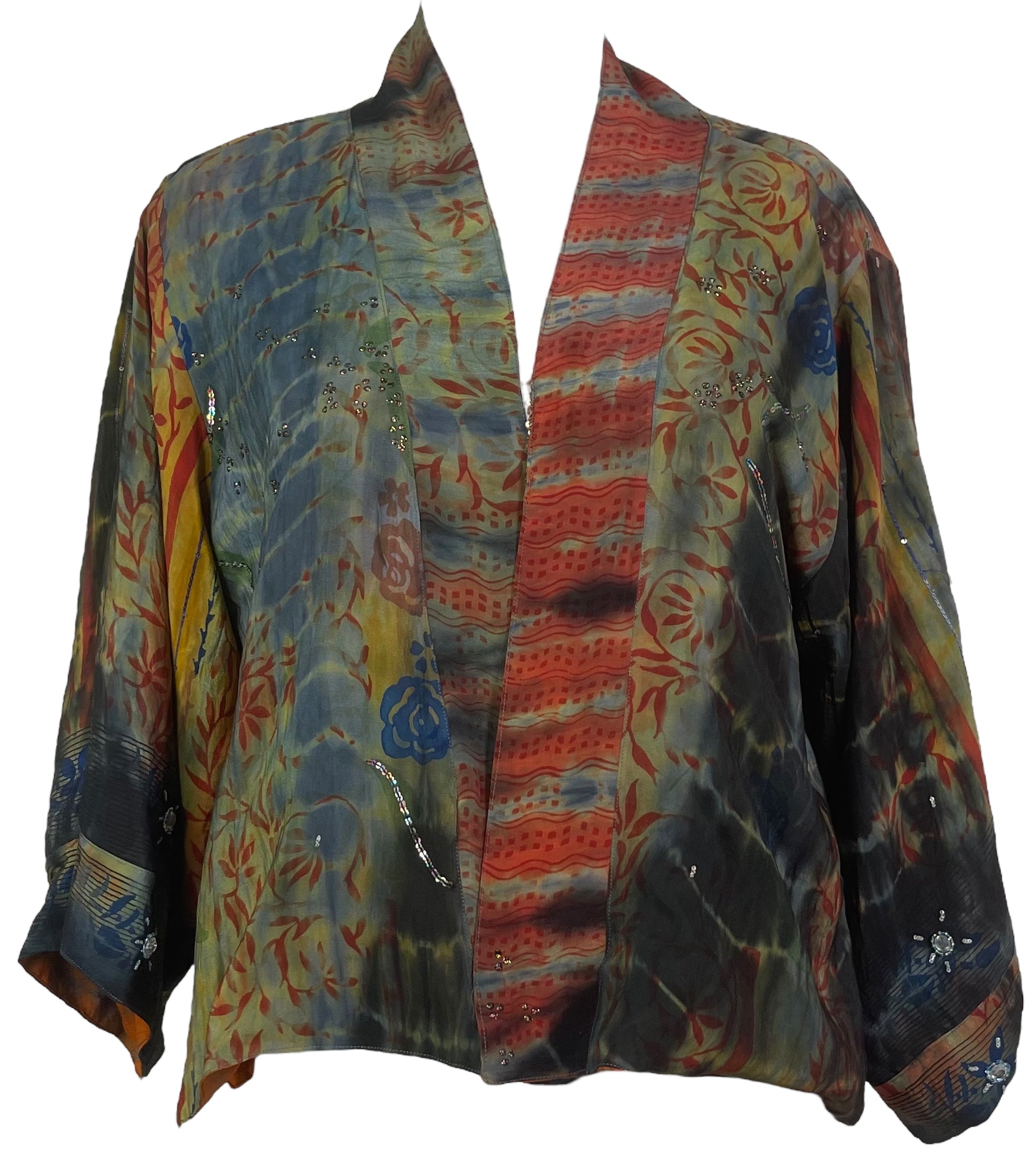 PREVIEW PRC8383 Avatar Reversible Pure Silk Jiva Jacket with Slits by DECEMBER2025 – Handmade ethical Jiva Jacket from sariKNOTsari using upcycled silk. Designed in Canada for travel and slow fashion, loved from Toronto to LA to Sydney.
