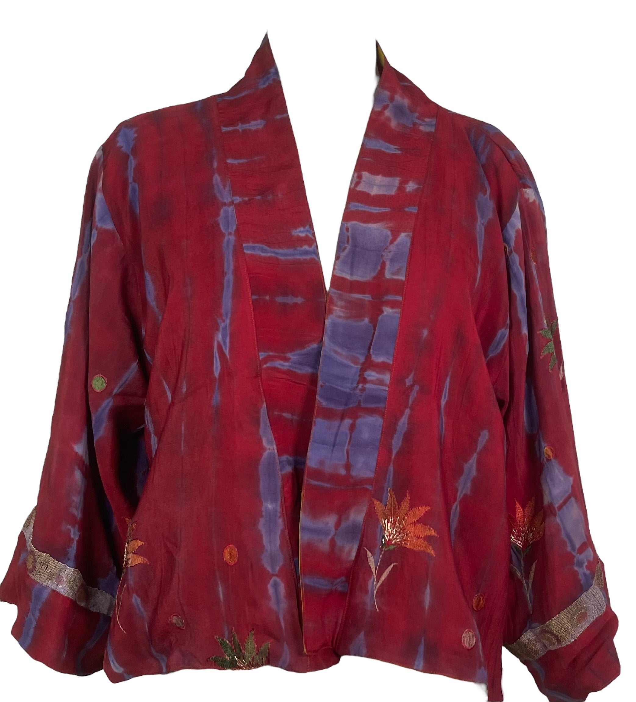 PREVIEW PRC8355 Avatar Reversible Pure Silk Jiva Jacket with Slits by DECEMBER2025 – Handmade ethical Jiva Jacket from sariKNOTsari using upcycled silk. Designed in Canada for travel and slow fashion, loved from Toronto to LA to Sydney.