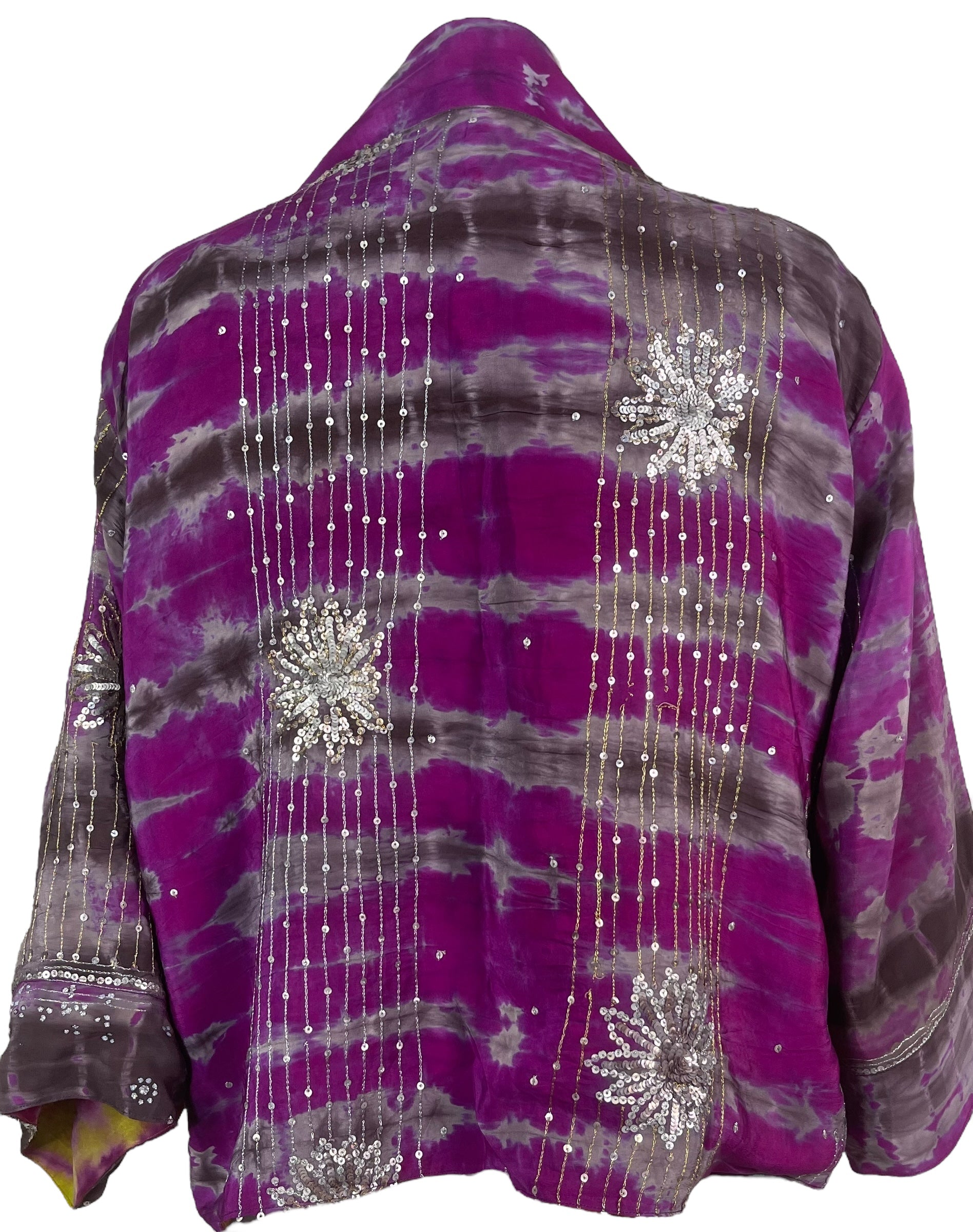 PREVIEW PRC8385 Avatar Reversible Pure Silk Jiva Jacket with Slits by DECEMBER2025 – Handmade ethical Jiva Jacket from sariKNOTsari using upcycled silk. Designed in Canada for travel and slow fashion, loved from Toronto to LA to Sydney.