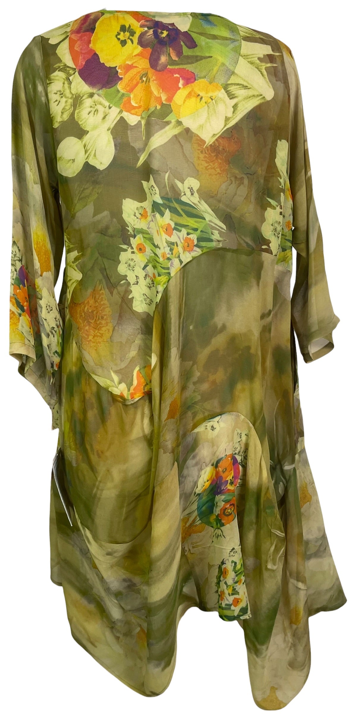 Releases Sunday at 8pm EST PRG9159 Sheer Wabi Sabi Sculptural Pure Silk Long Tunic Dress