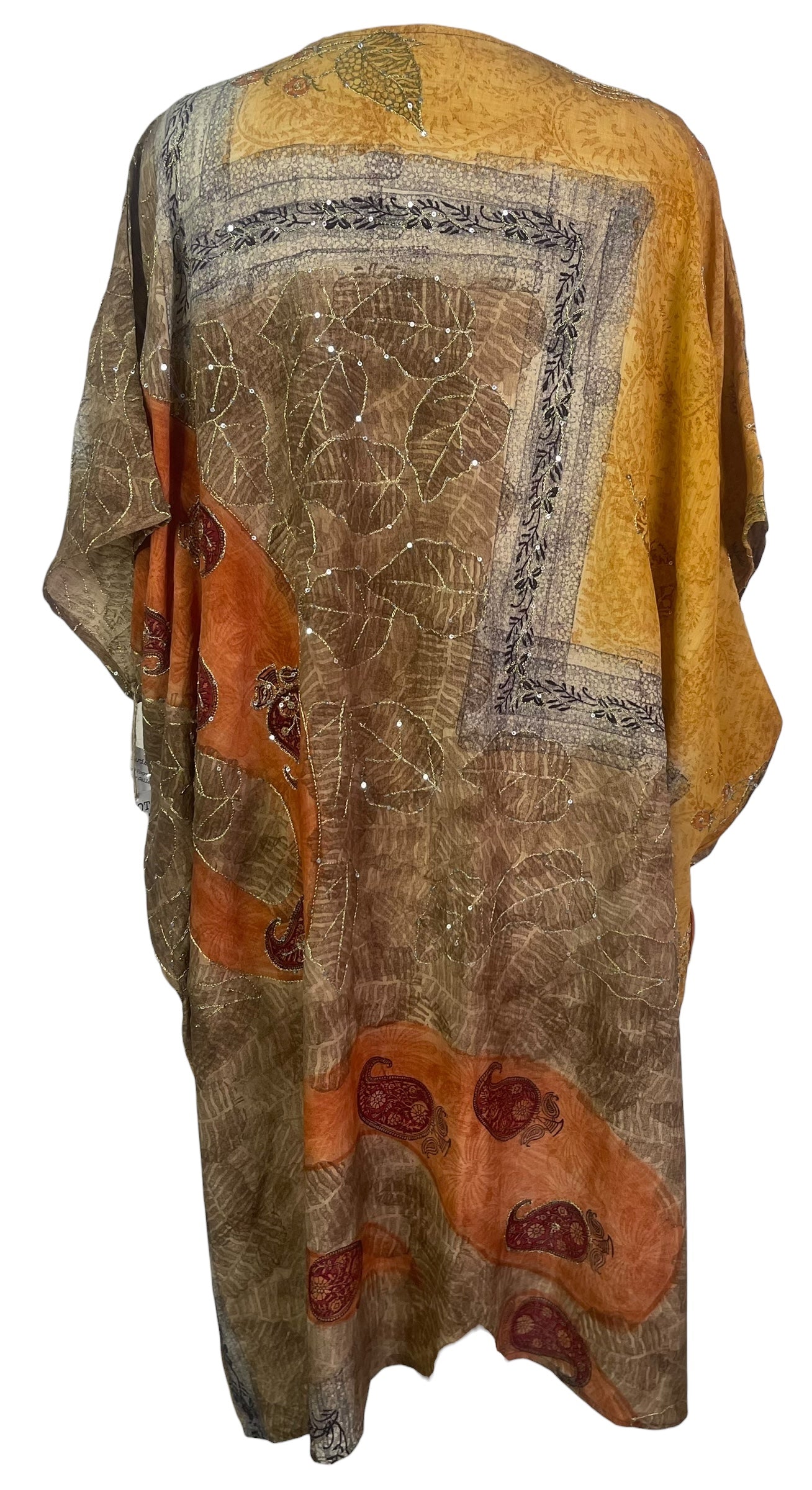 PREVIEW PRC8541 Avatar Pure Silk Midi Length Kaftan by FEBRUARY2026 – Handmade ethical Midi Length Kaftan from sariKNOTsari using upcycled silk. Designed in Canada for travel and slow fashion, loved from Toronto to LA to Sydney.