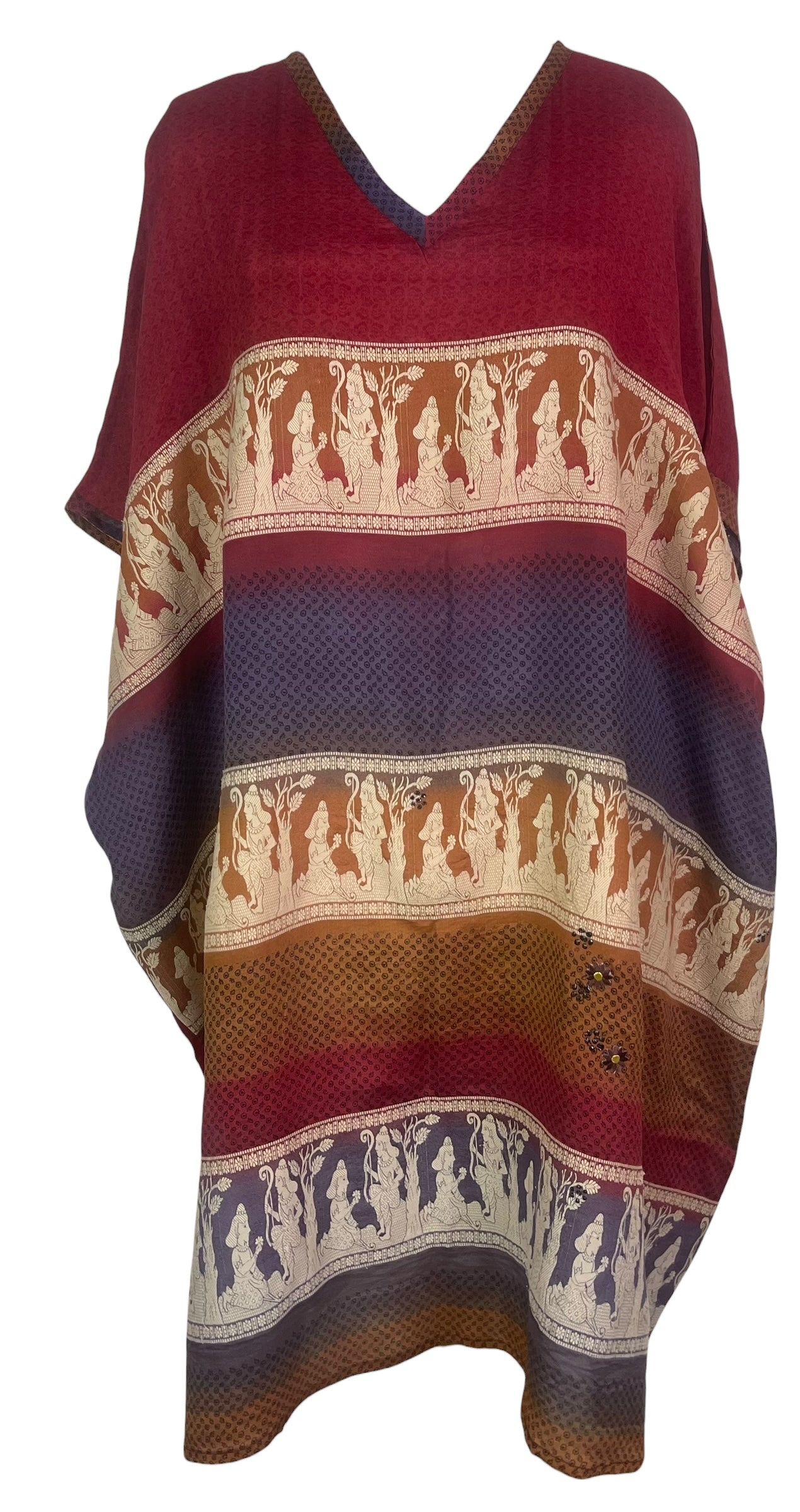 PREVIEW PRC8540 Avatar Pure Silk Midi Length Kaftan by FEBRUARY2026 – Handmade ethical Midi Length Kaftan from sariKNOTsari using upcycled silk. Designed in Canada for travel and slow fashion, loved from Toronto to LA to Sydney.