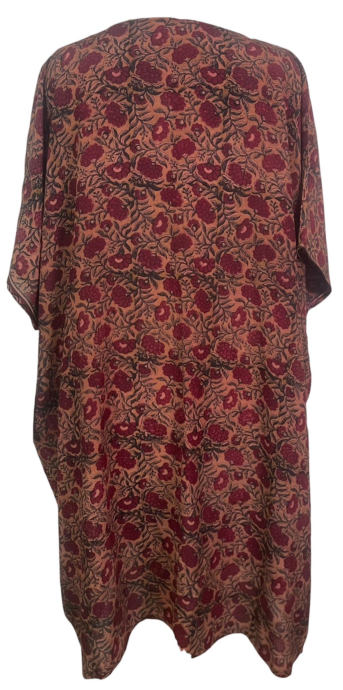 PREVIEW PRC8544 Avatar Pure Silk Midi Length Kaftan by FEBRUARY2026 – Handmade ethical Midi Length Kaftan from sariKNOTsari using upcycled silk. Designed in Canada for travel and slow fashion, loved from Toronto to LA to Sydney.