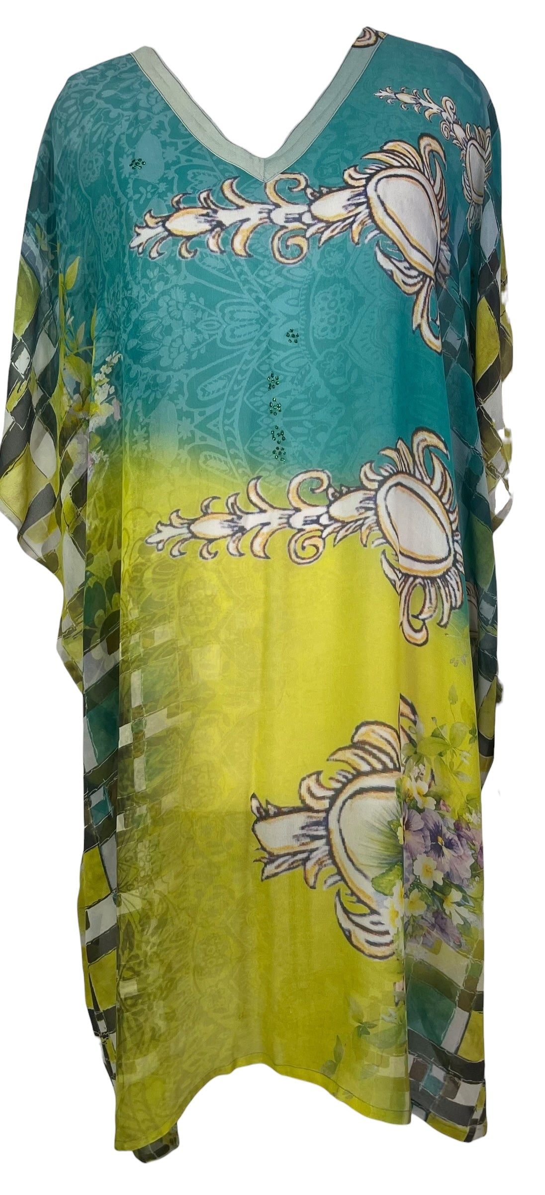 PRG8574 Sheer Avatar Pure Silk Midi Length Kaftan