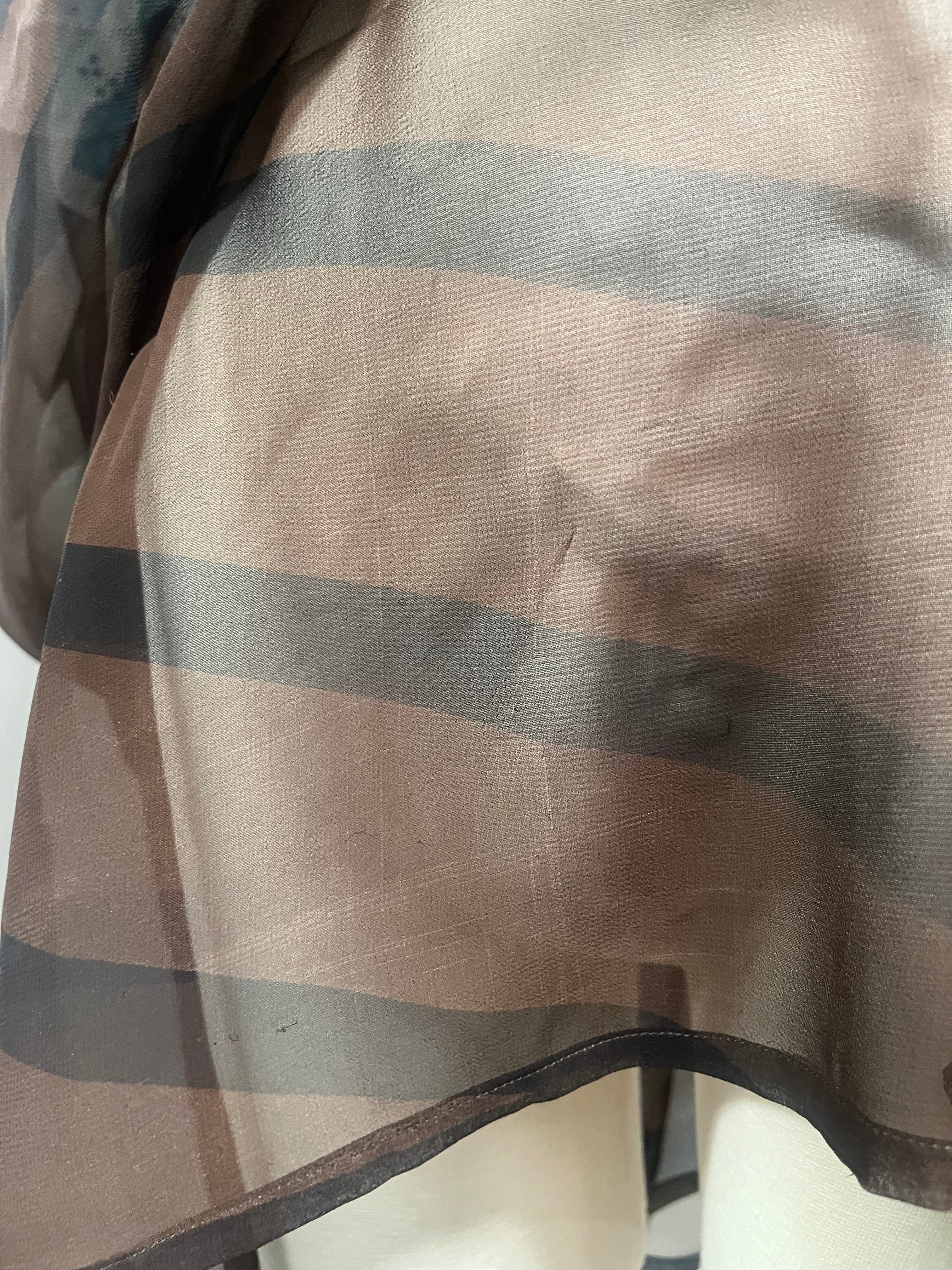 PRG7182 Sheer Wabi Sabi Pure Silk Short Kaftan Tunic without Slits