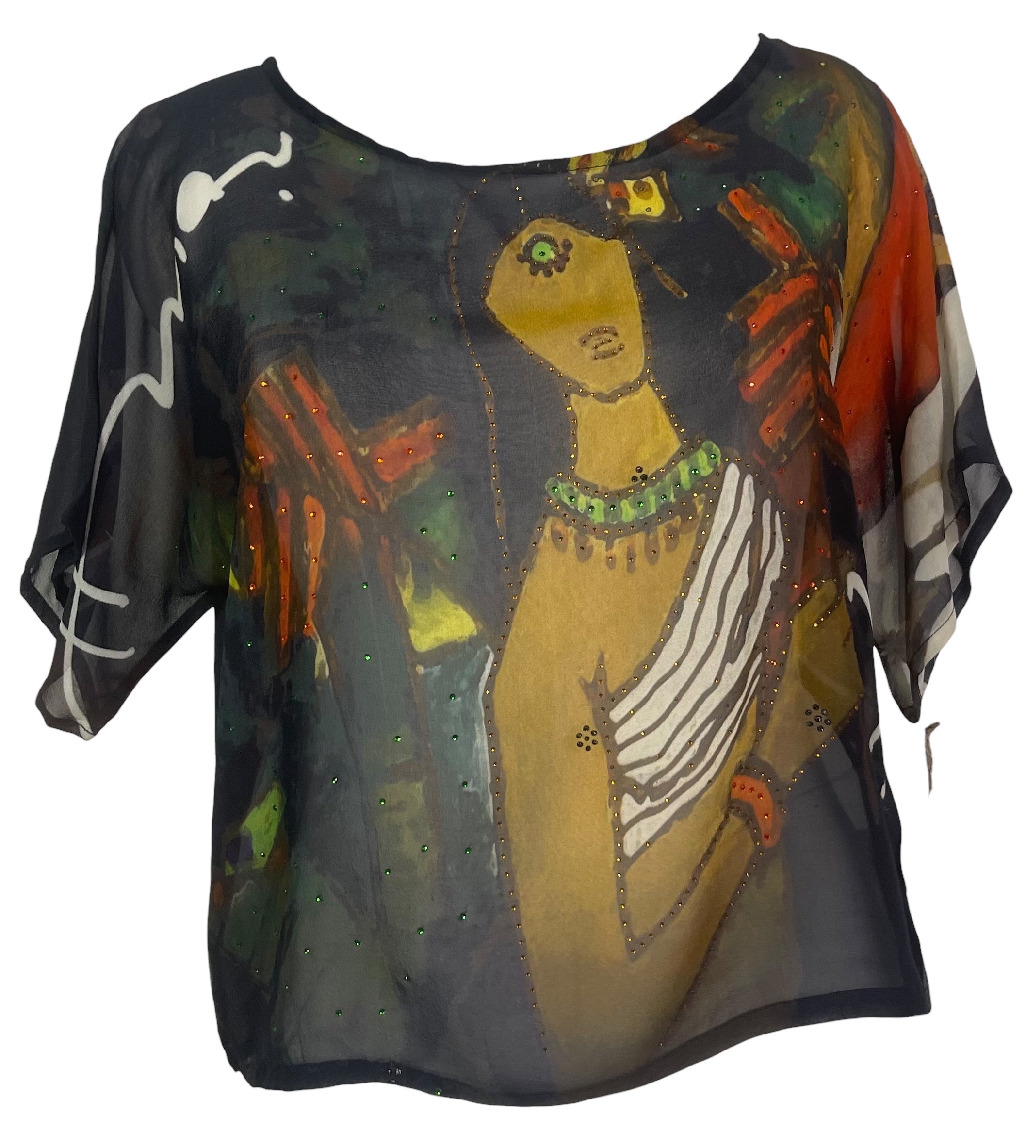 PREVIEW PRG8215 Sheer Avatar Pure Silk Boxy Top by FEBRUARY2026 – Handmade ethical Boxy Top from sariKNOTsari using upcycled silk. Designed in Canada for travel and slow fashion, loved from Toronto to LA to Sydney.