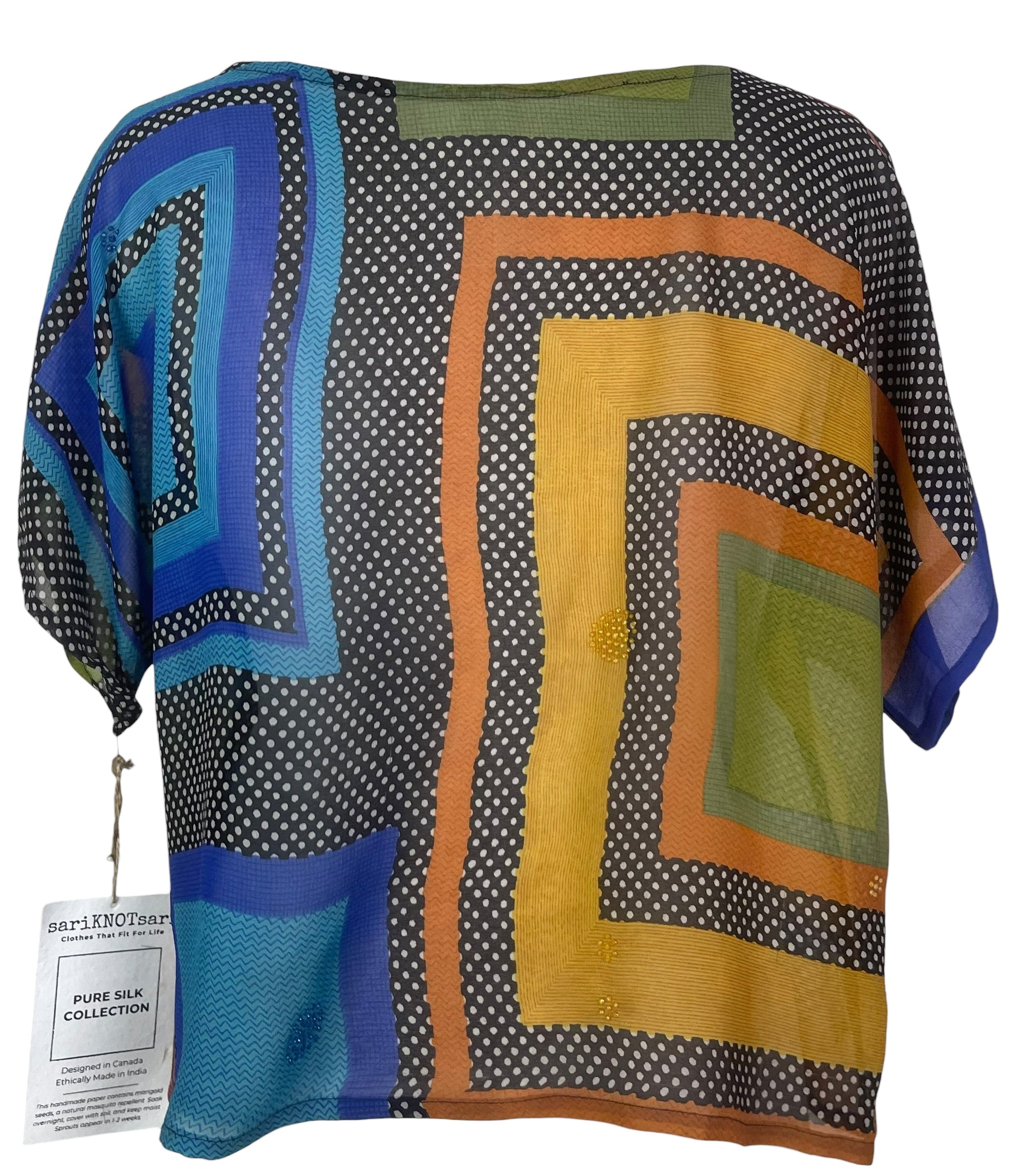 PREVIEW PRG8480 Sheer Avatar Pure Silk Boxy Top by FEBRUARY2026 – Handmade ethical Boxy Top from sariKNOTsari using upcycled silk. Designed in Canada for travel and slow fashion, loved from Toronto to LA to Sydney.