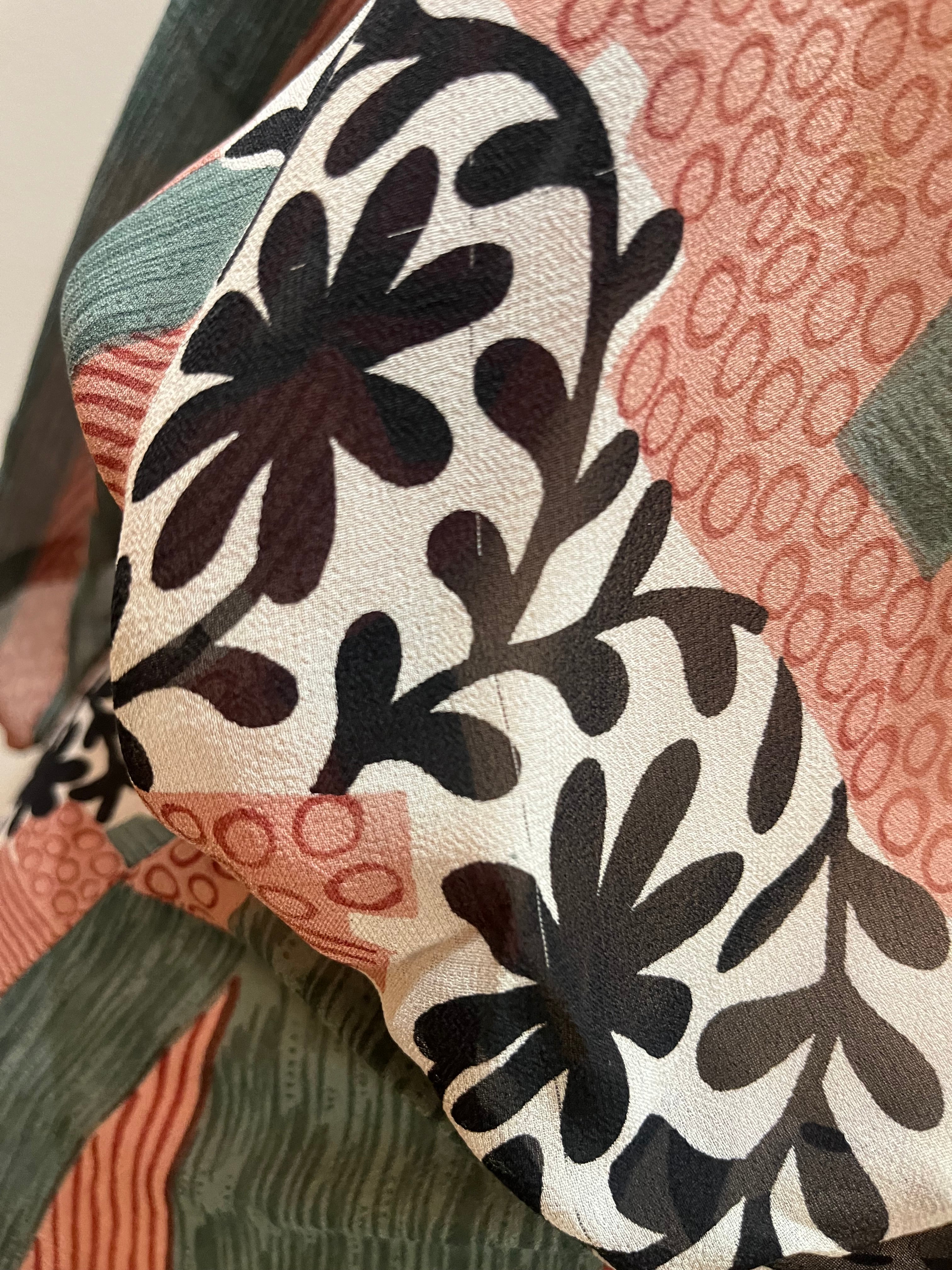 PRG6933 Sheer Wabi Sabi Pure Silk Kimono-Sleeved Jacket with Belt