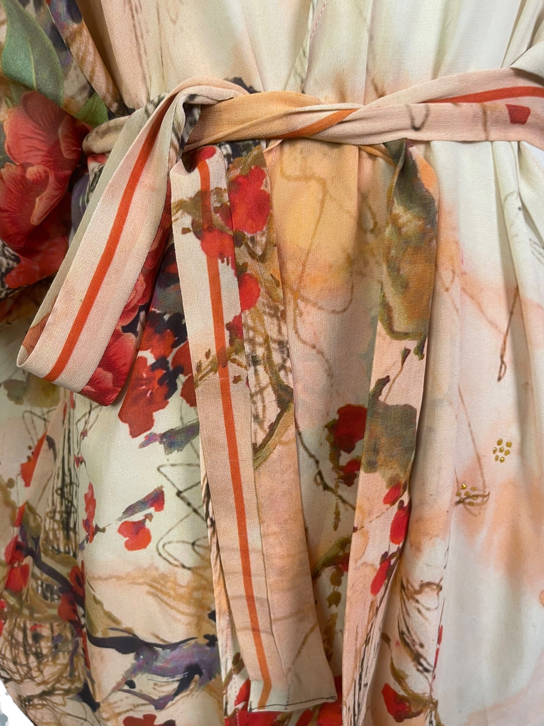 Releases Sunday at 8pm EST PRG9127 Sheer Wabi Sabi Pure Silk Kimono Sleeved Duster with Belt