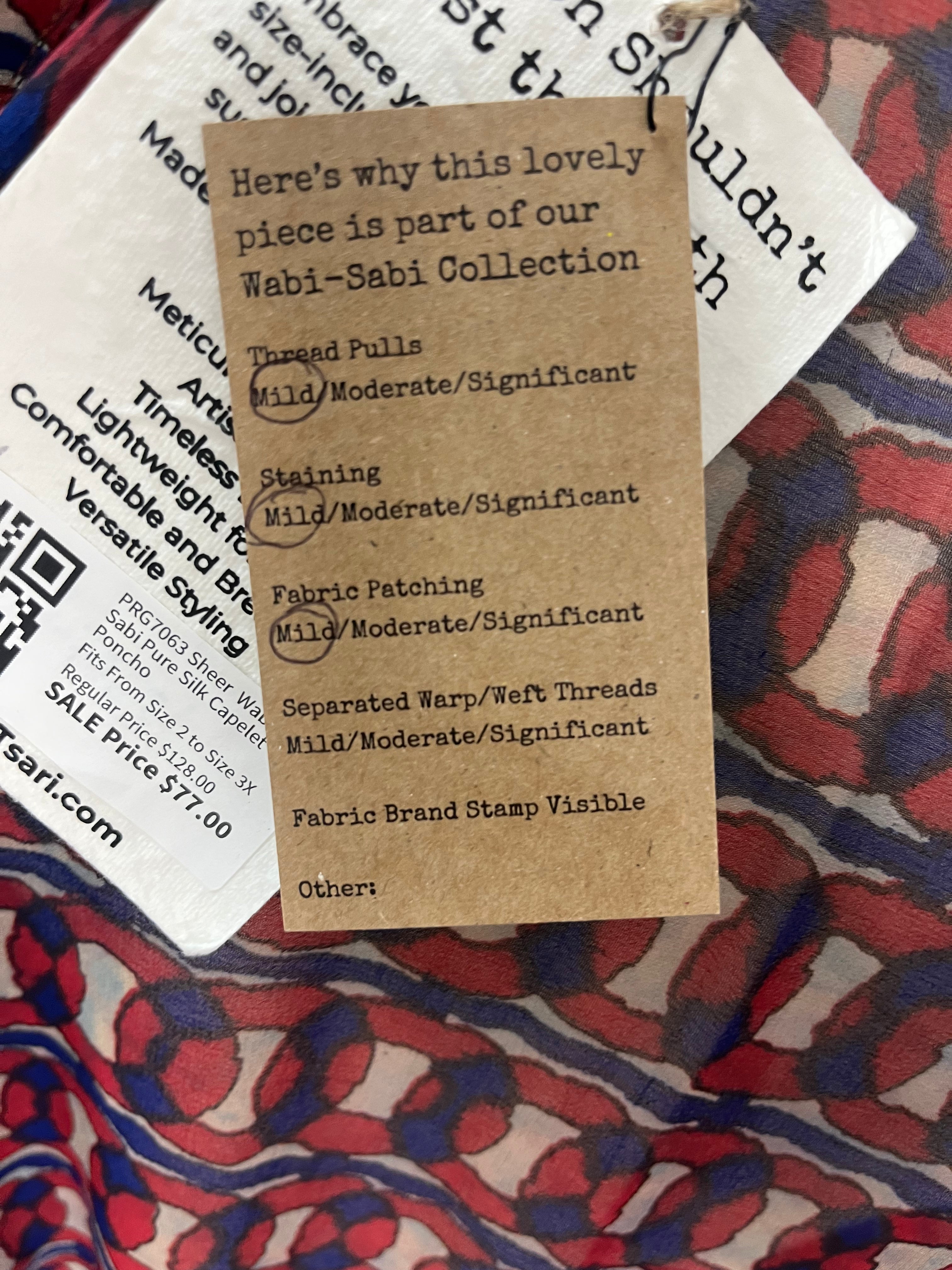 PRG7063 Sheer Wabi Sabi Pure Silk Capelet Poncho