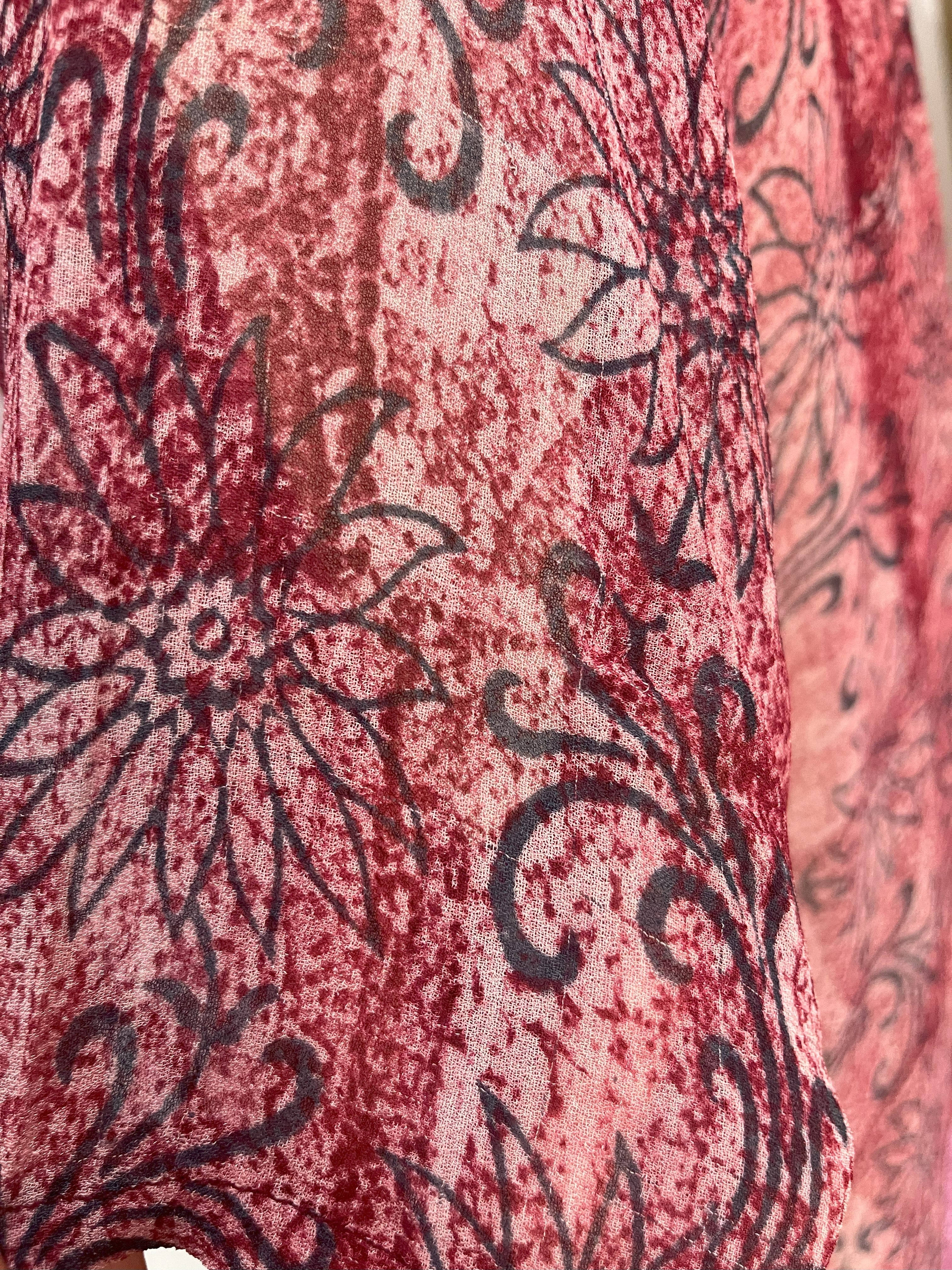 PRG6413 Sheer Wabi Sabi Pure Silk Side Slit Top