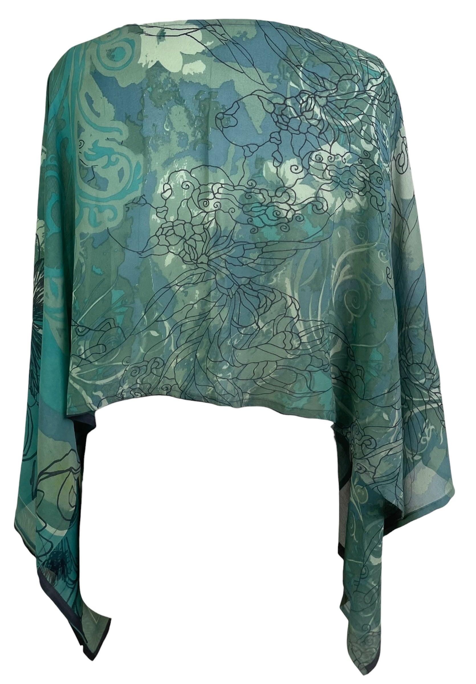 PRG8722 Sheer Pure Silk Wabi Sabi Capelet Poncho