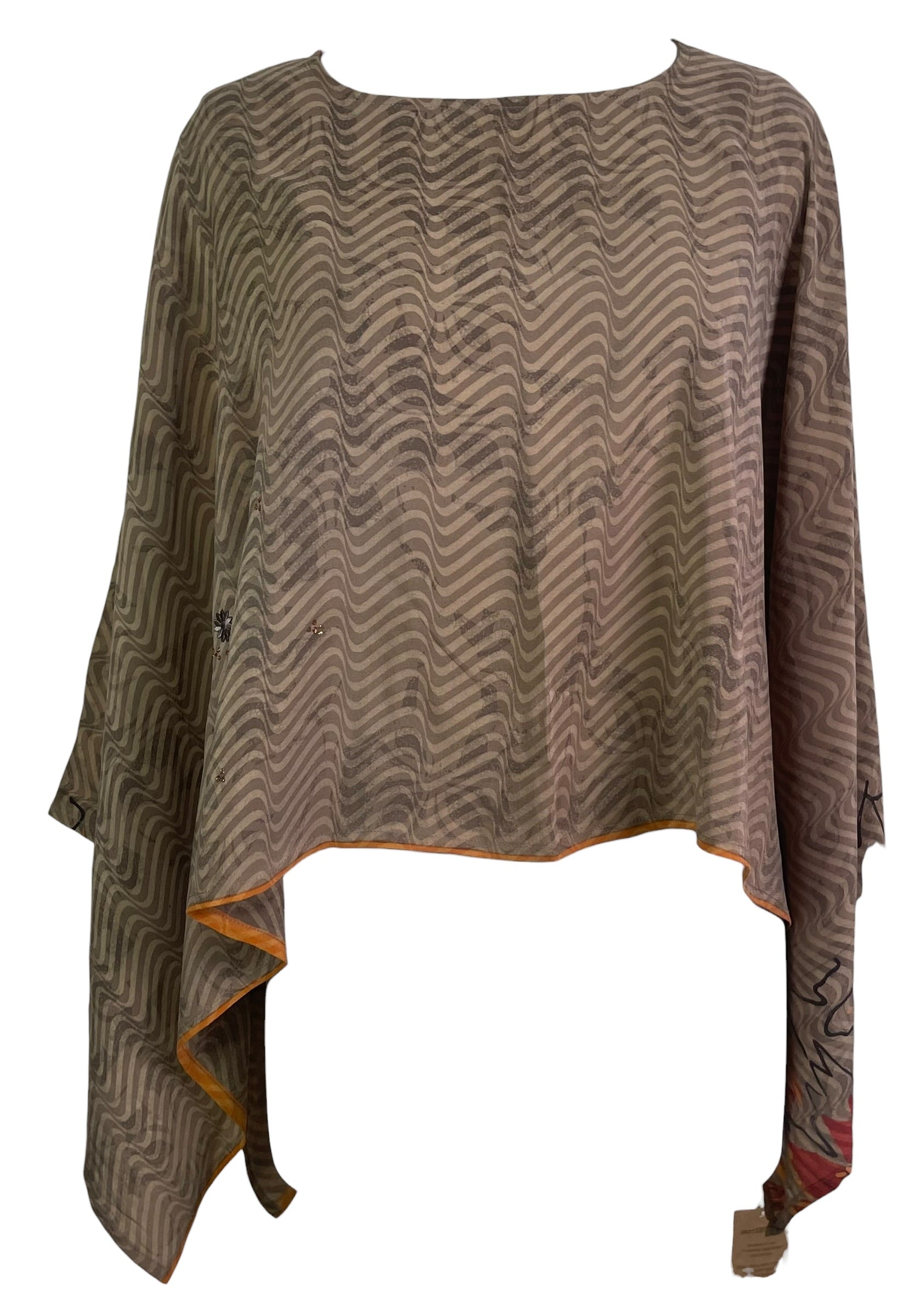 PRC8690 Pure Silk Wabi Sabi Capelet Poncho