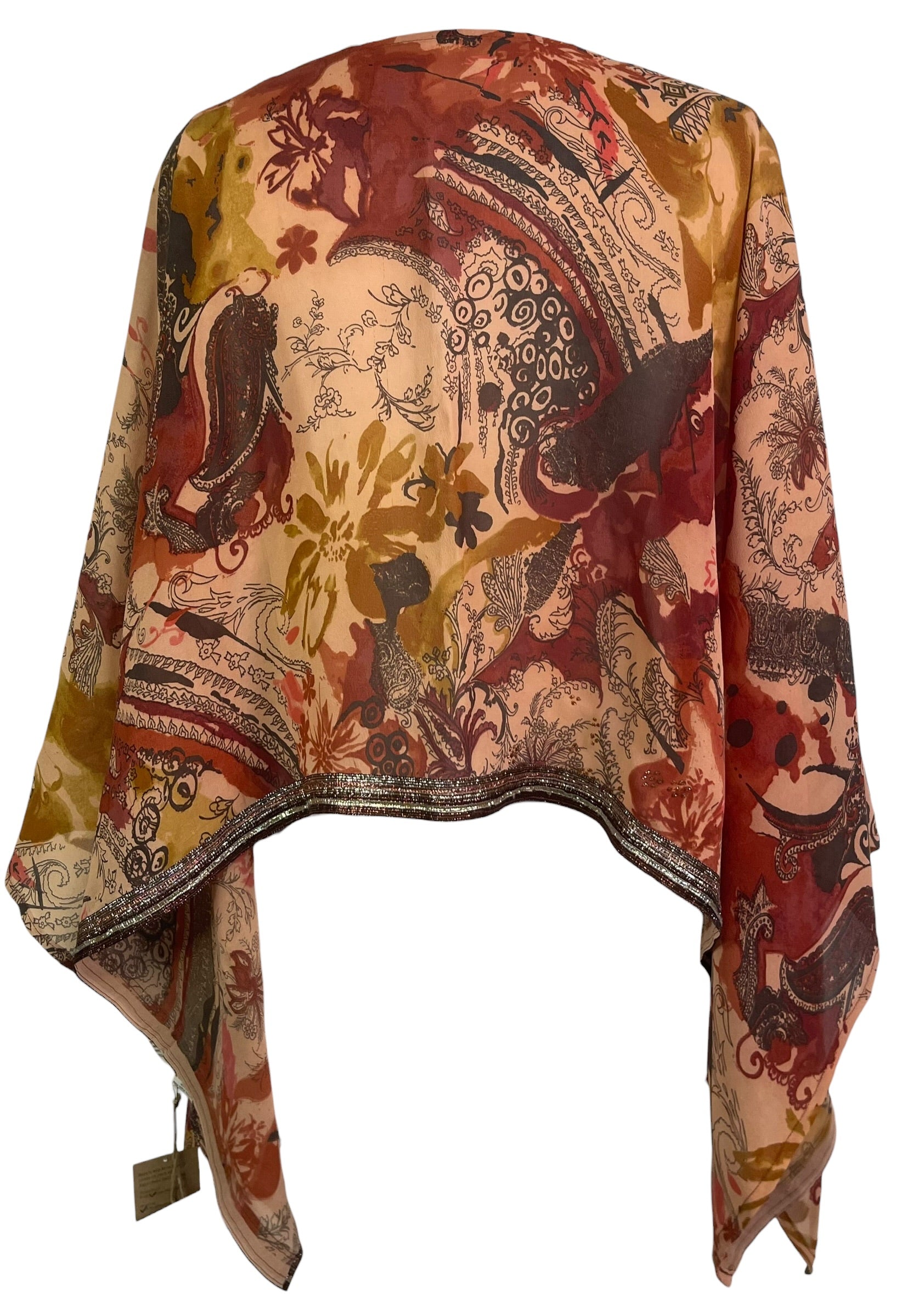 PRG8723 Sheer Pure Silk Wabi Sabi Capelet Poncho